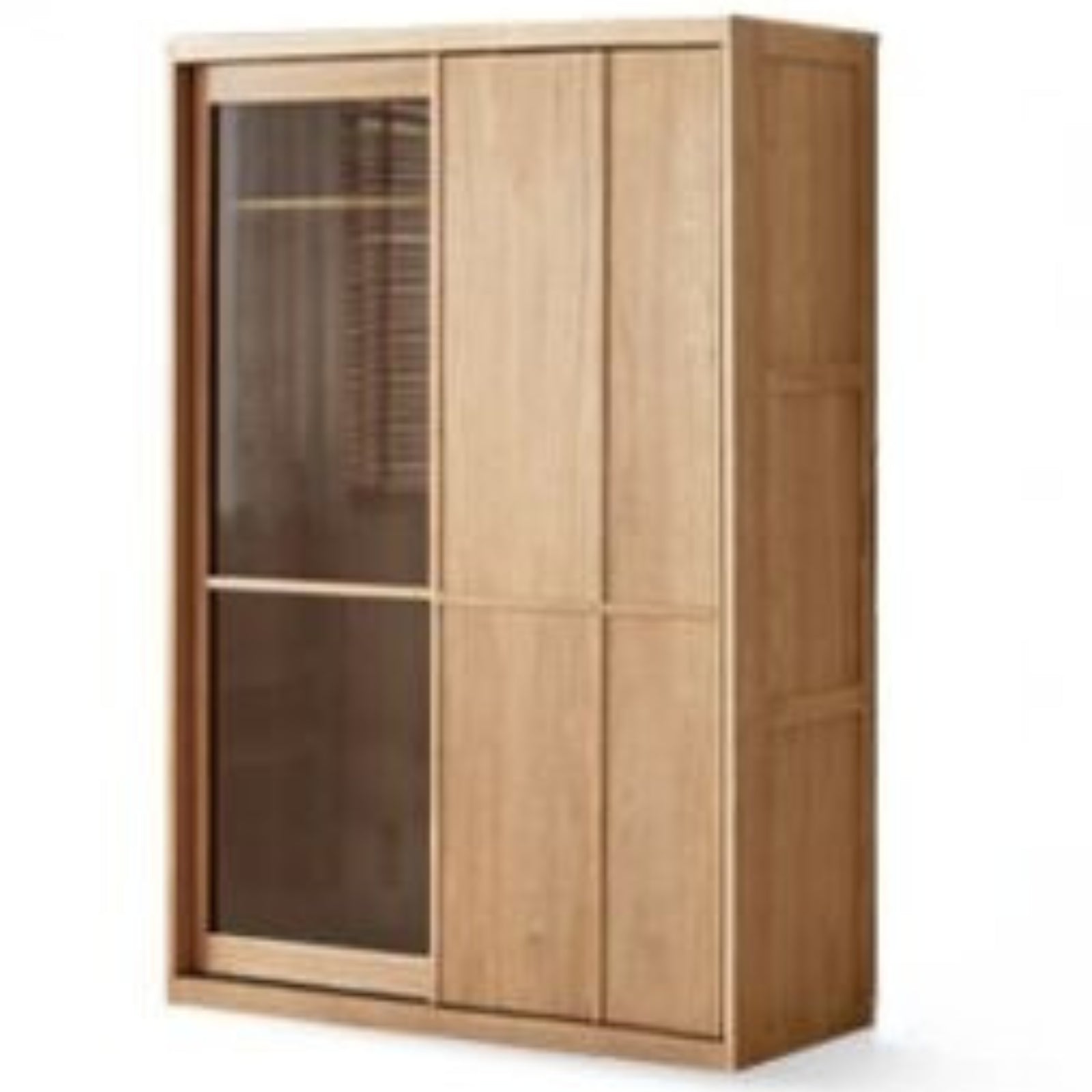 Oak Solid Wood Modern Double Door Wardrobe