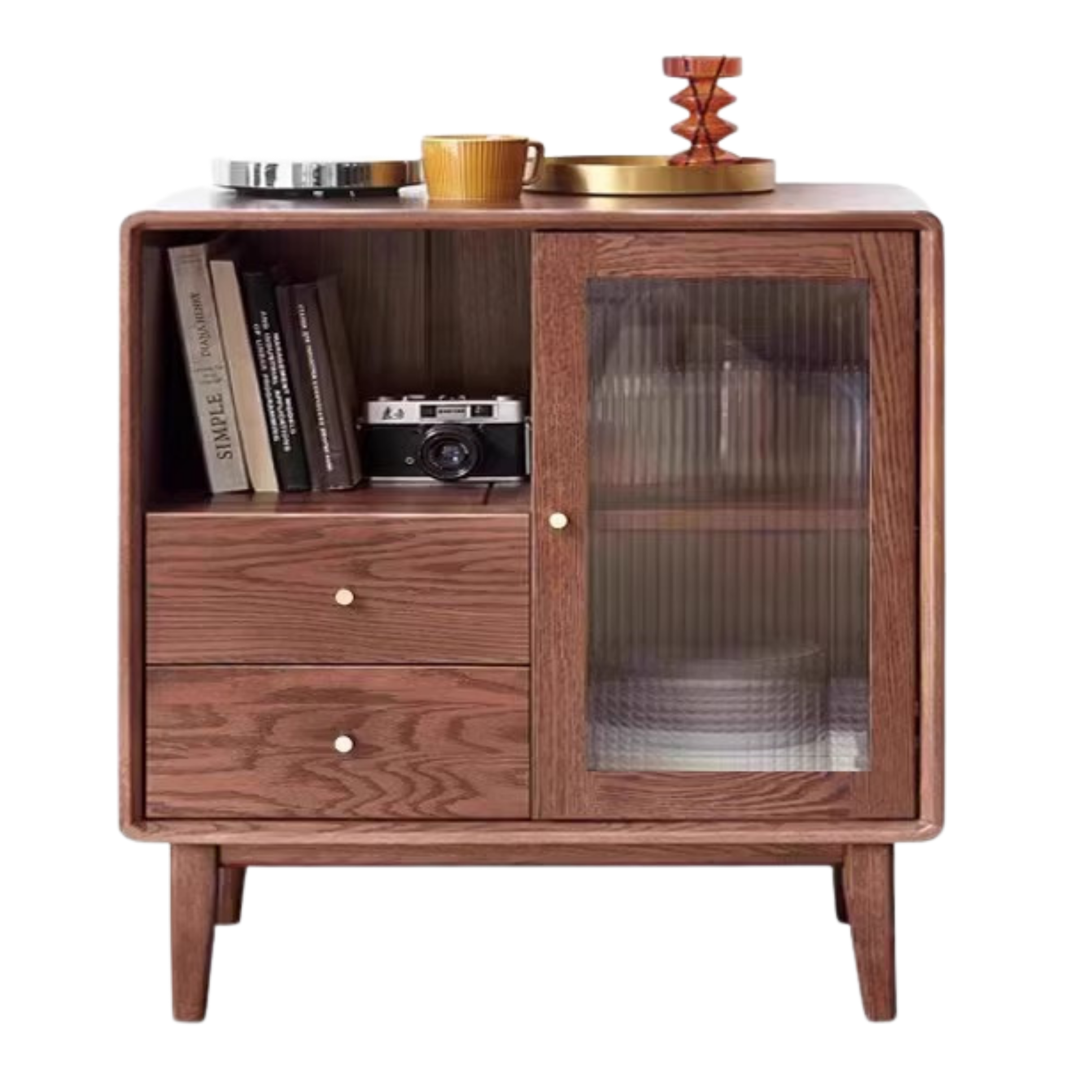 Oak, Beech Solid Wood, Solid Rubberwood Side Cabinet Nordic Style
