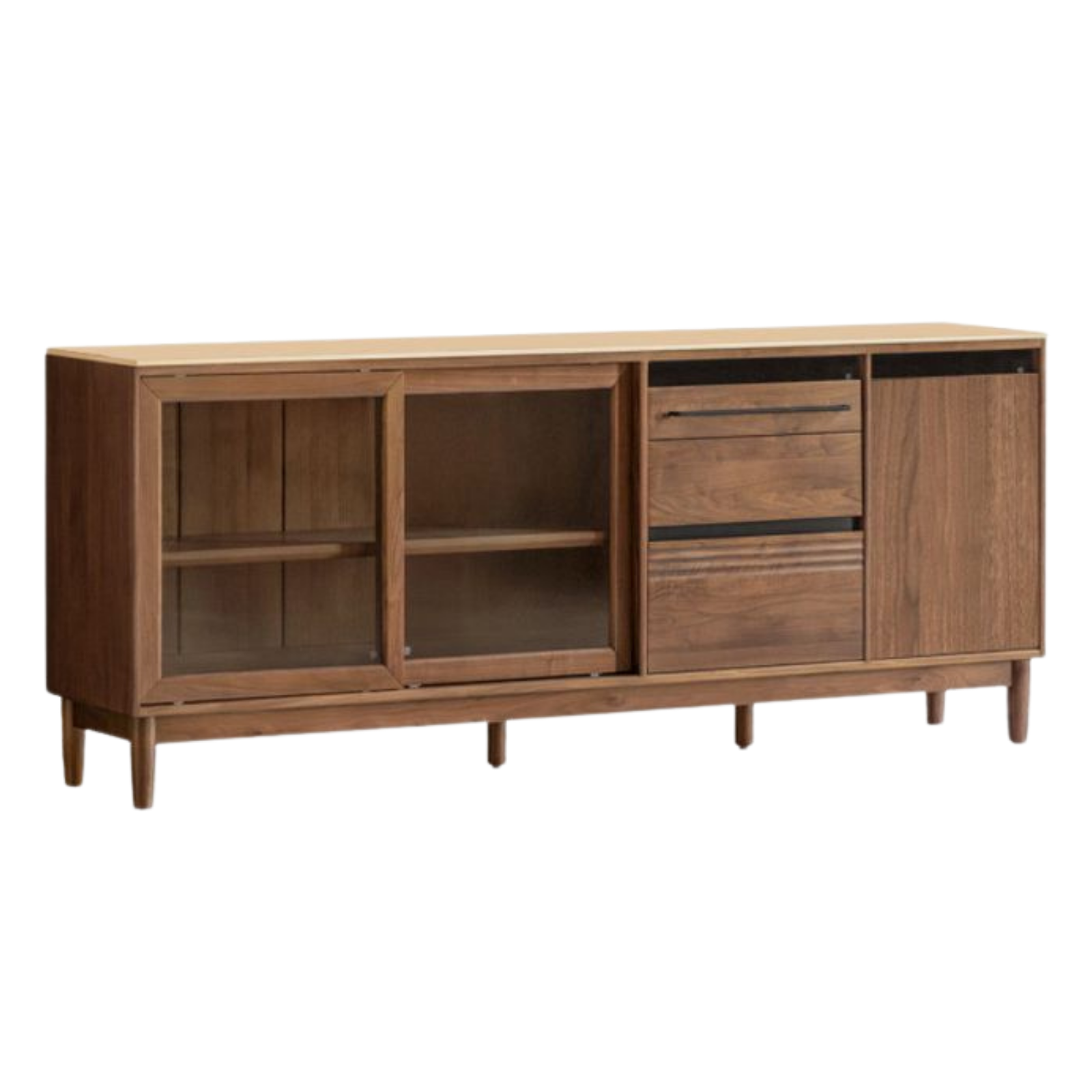 Black Walnut Solid Wood Italian-Style Sideboard – Sleek Buffet Cabinet