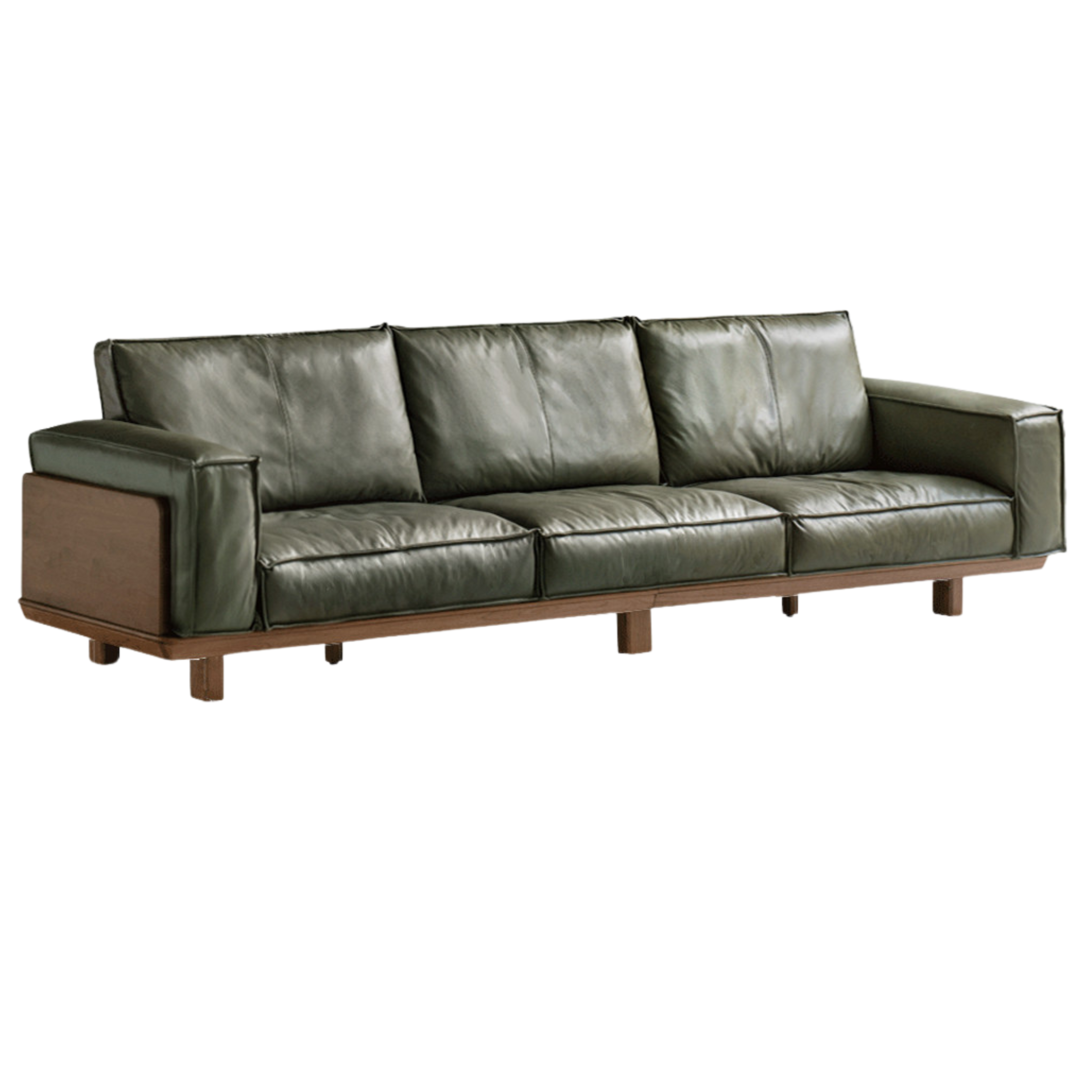 Black Walnut Solid Wood Leather Sofa