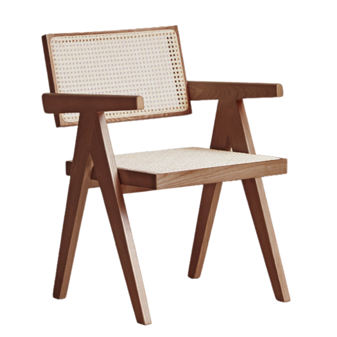 Ash, Oak, Cherry Solid wood Retro Rattan chair: