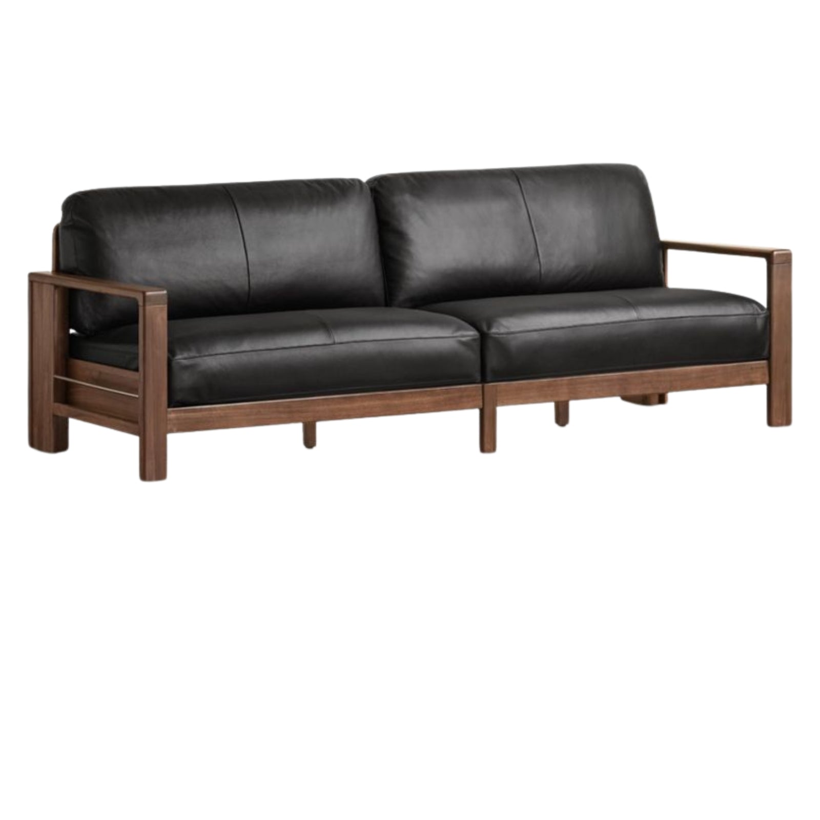 Black Walnut Solid Wood Leather Sofa