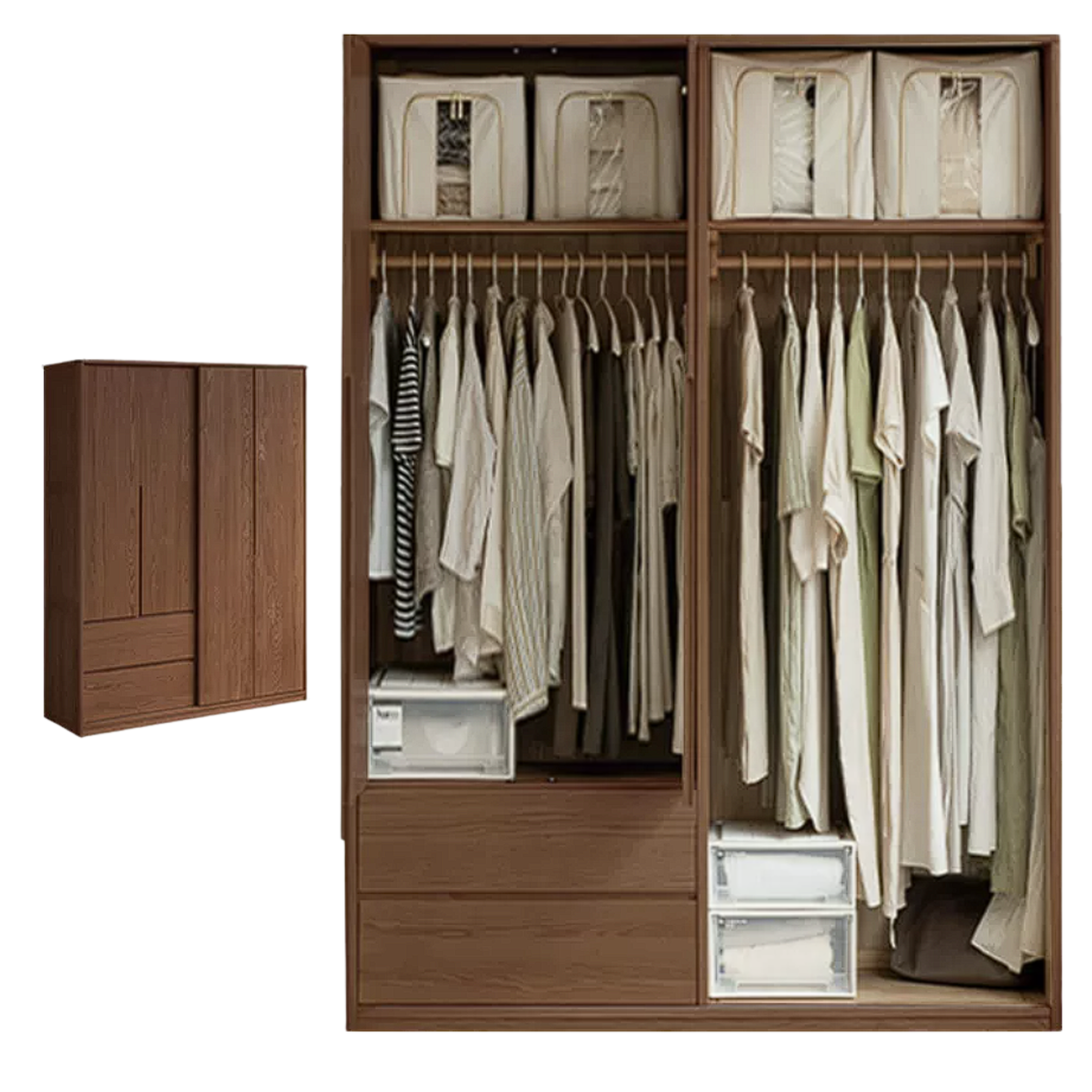 Oak Solid Wood Sliding Door Wardrobe.