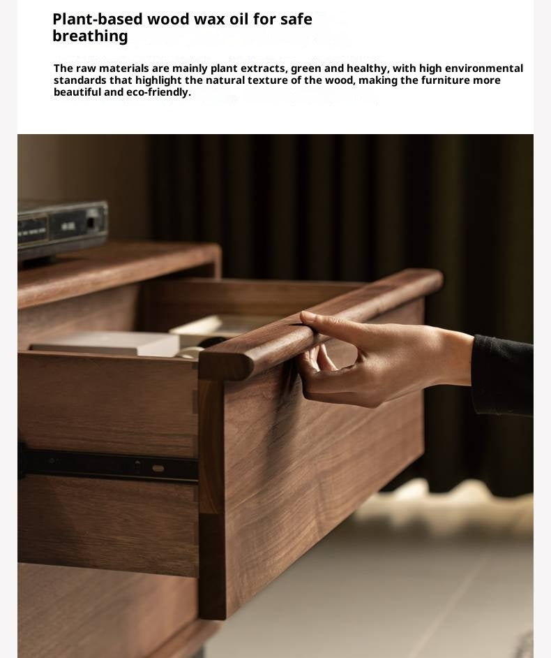 Black Walnut, Oak Solid Wood Italian Light Luxury Floor TV Cabinet.