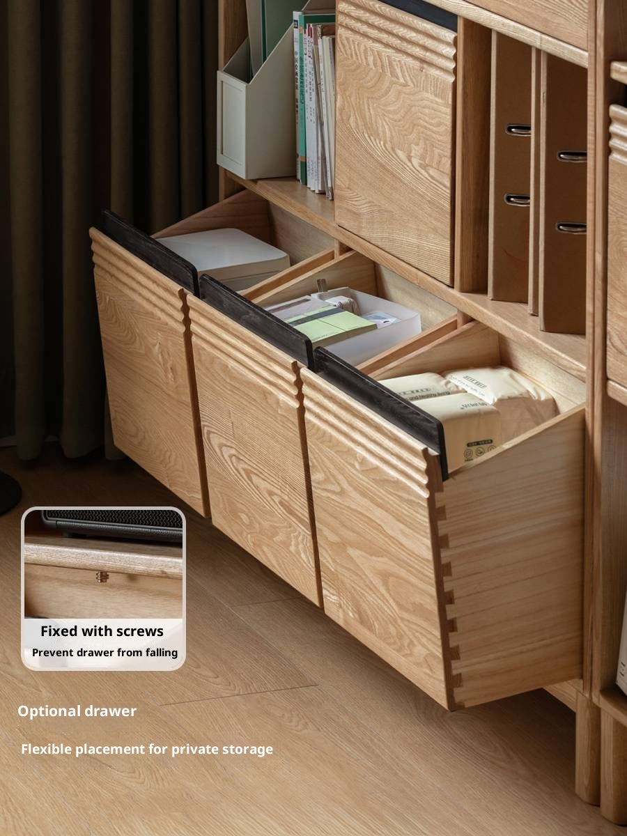 Ash Solid Wood Modern Grid Bookcase