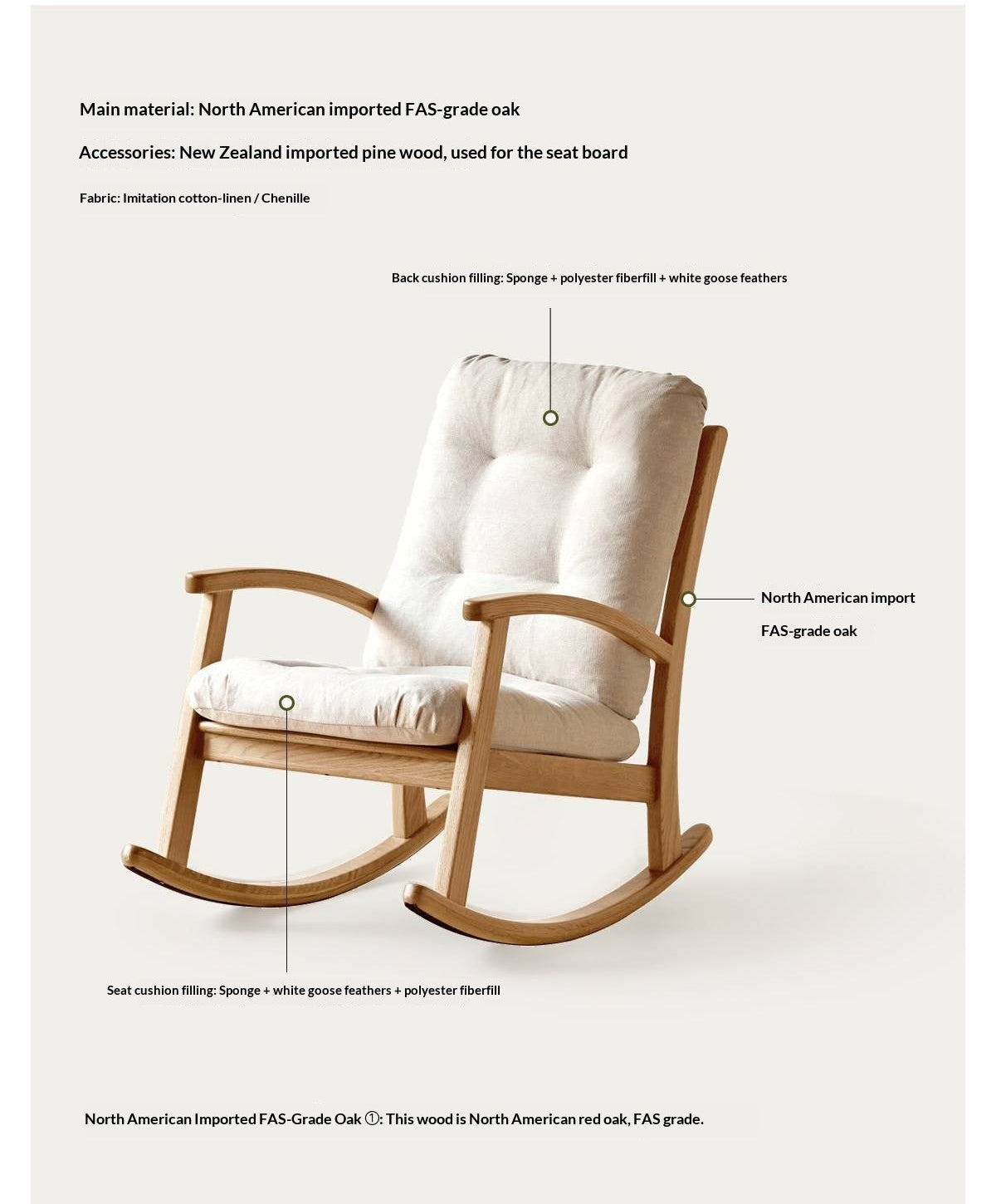 Oak Solid Wood Rocking Chair