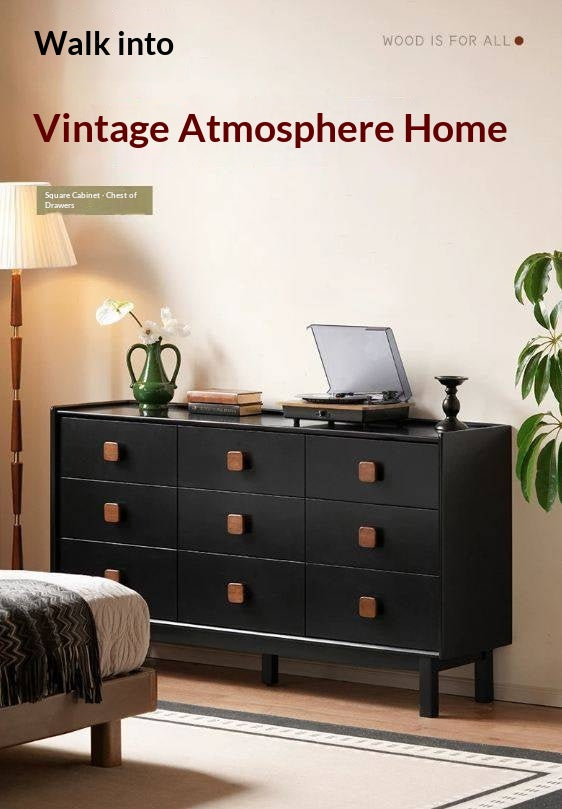 Rubberwood Solid Wood Antique-Style Bedroom Drawer cabinet