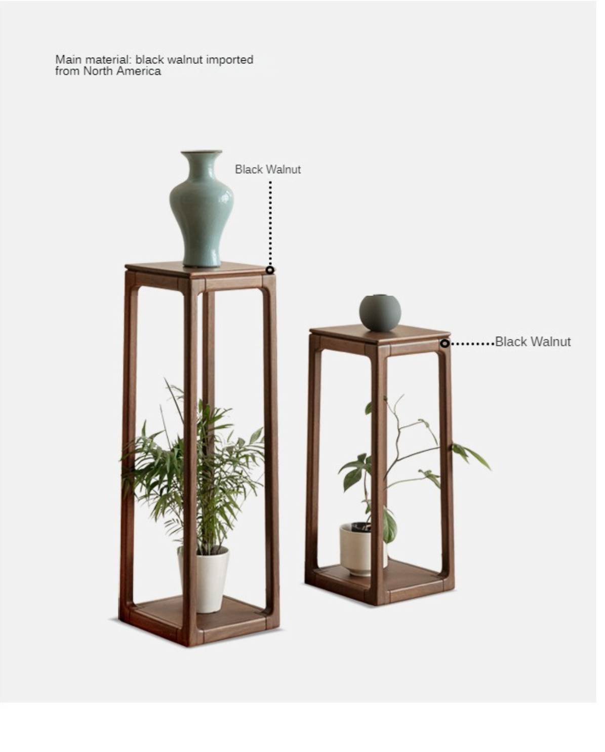 Black Walnut, Sandalwood Solid Double Layer Storage Flower Frame