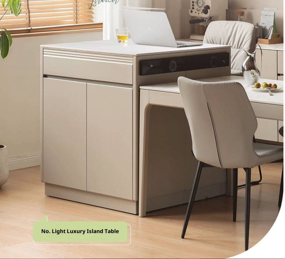 Tulipwood Solid Wood Light Luxury Rock Plate Island Dining Table, Dining Buffet