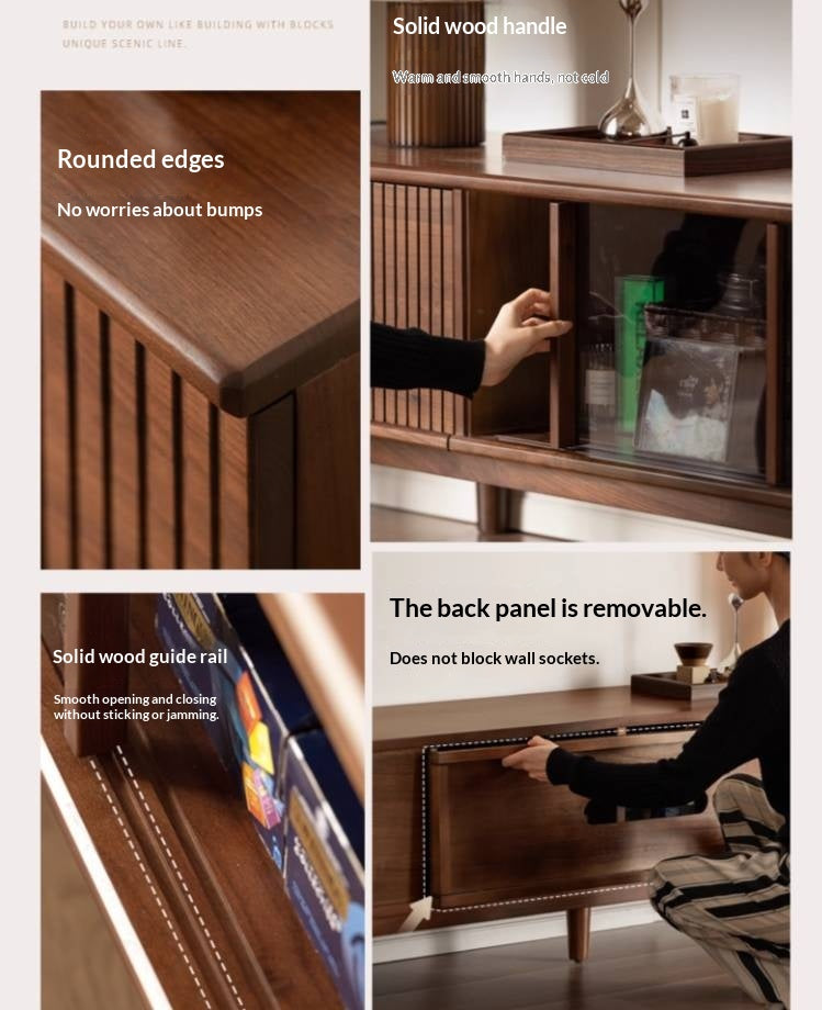 Black Walnut Solid Wood Modern TV Cabinet