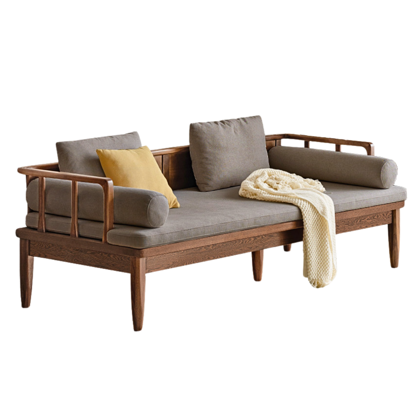 Black walnut solid wood winter and summer dual-use sofa)