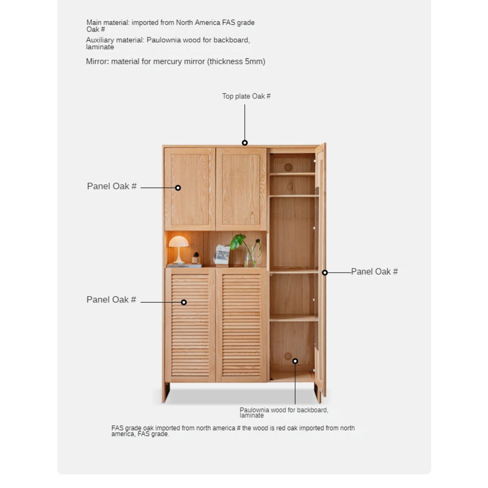 Oak Solid Wood Storage Locker Shoe Entrance Cabinet