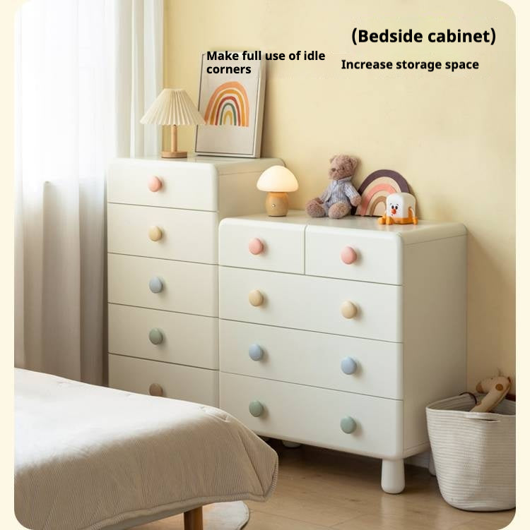 Rubber Solid Wood Children's Storage Cabinet.