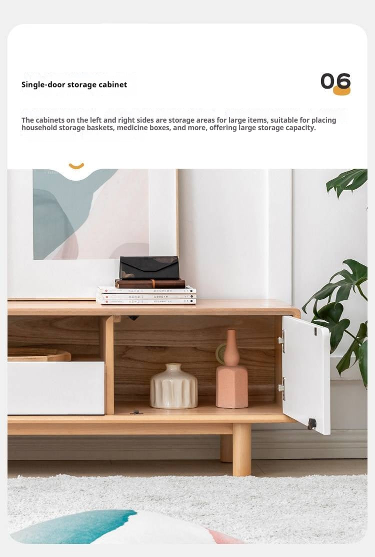 Oak Solid Wood TV Cabinet with Storage.