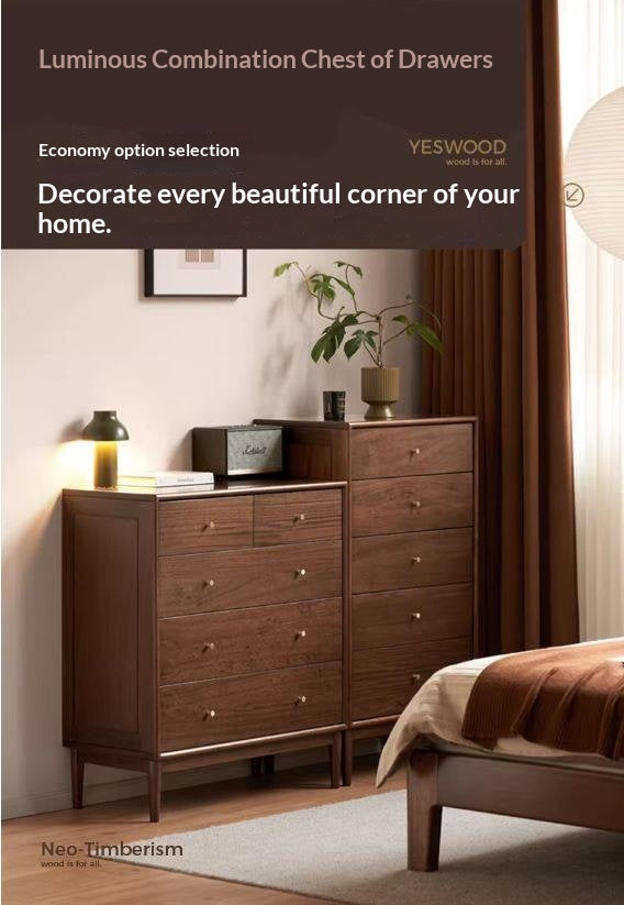 Red Zebrawood Solid Wood Modern Minimalist Chest of Drawers