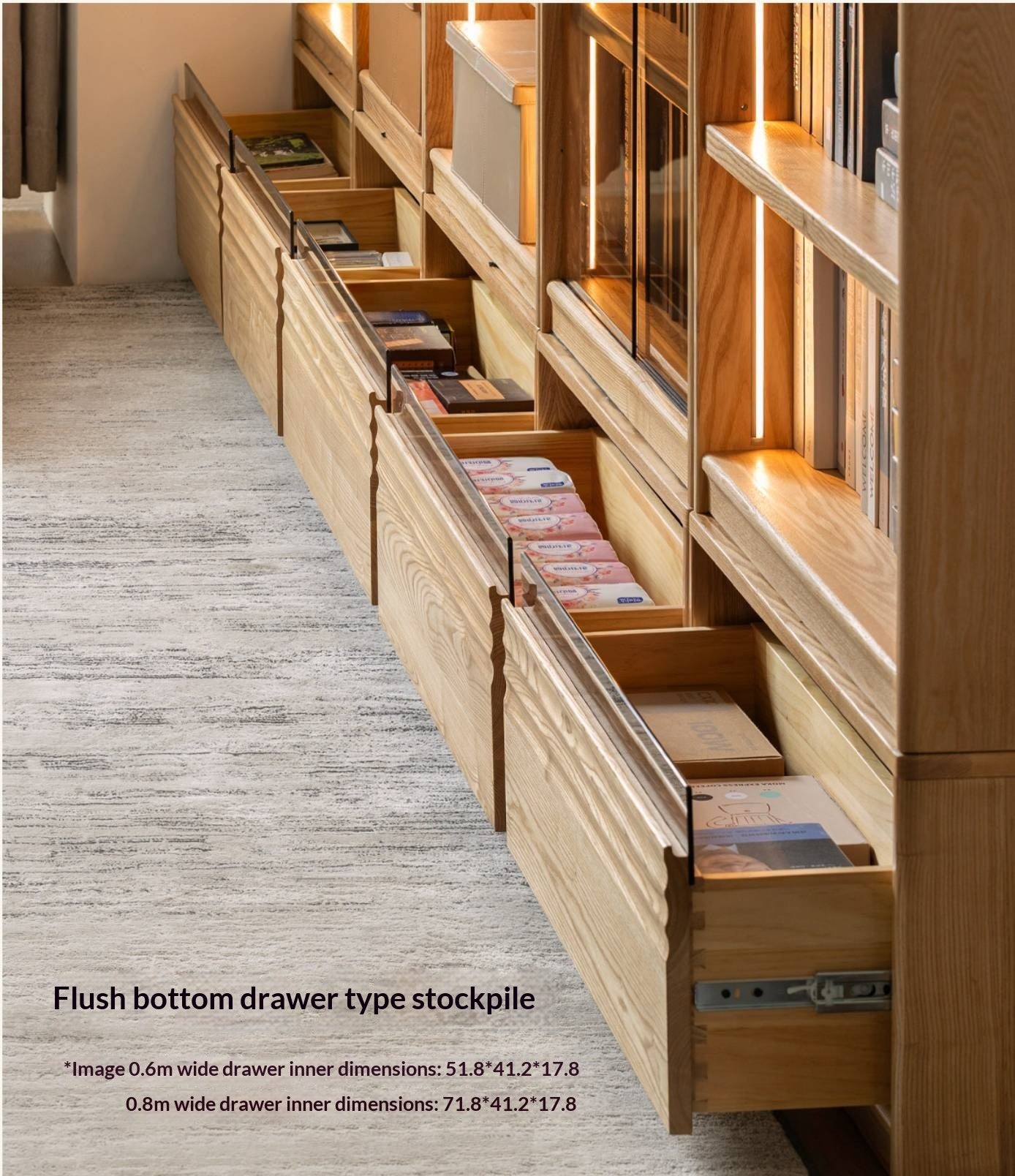 Oak, Ash Solid Wood Bookshelf with Integrated Booth Seating