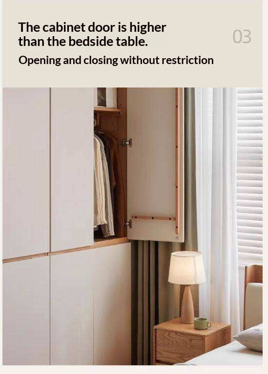 Oak Solid Wood Wardrobe with Double Doors