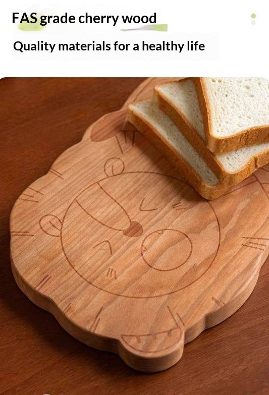 Cherry Solid Wood Pet-Shaped Cutting Board and Baby Food Plate
