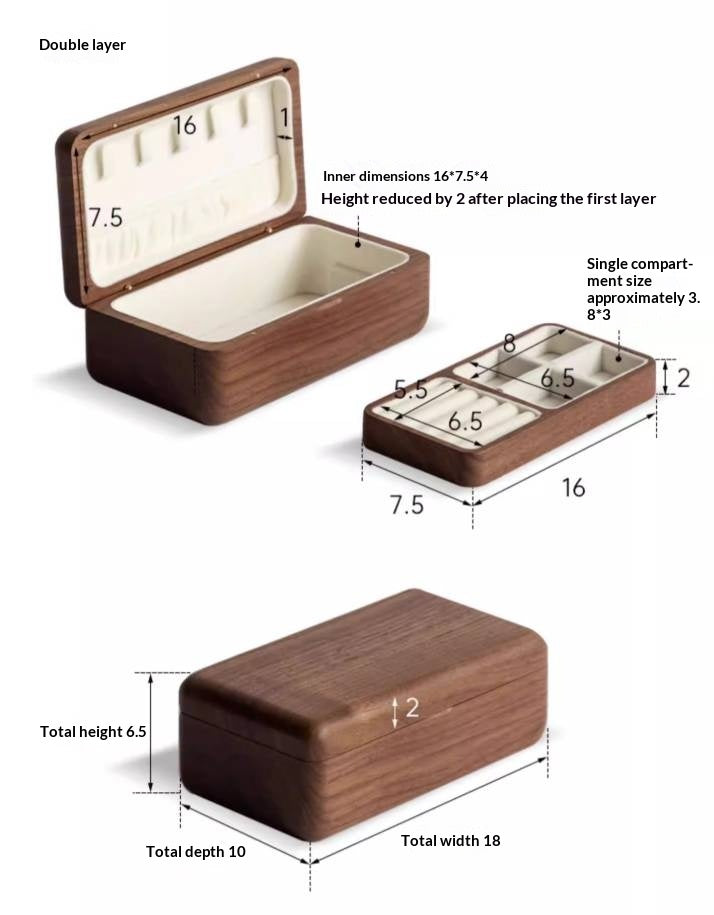 Black Walnut, Cherry Solid Wood Jewelry Box