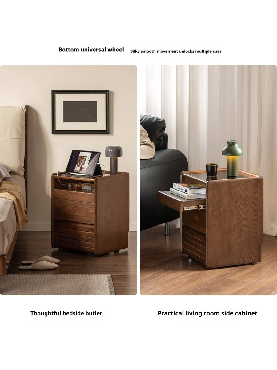 Oak Solid Wood Italian Light Luxury Nightstand