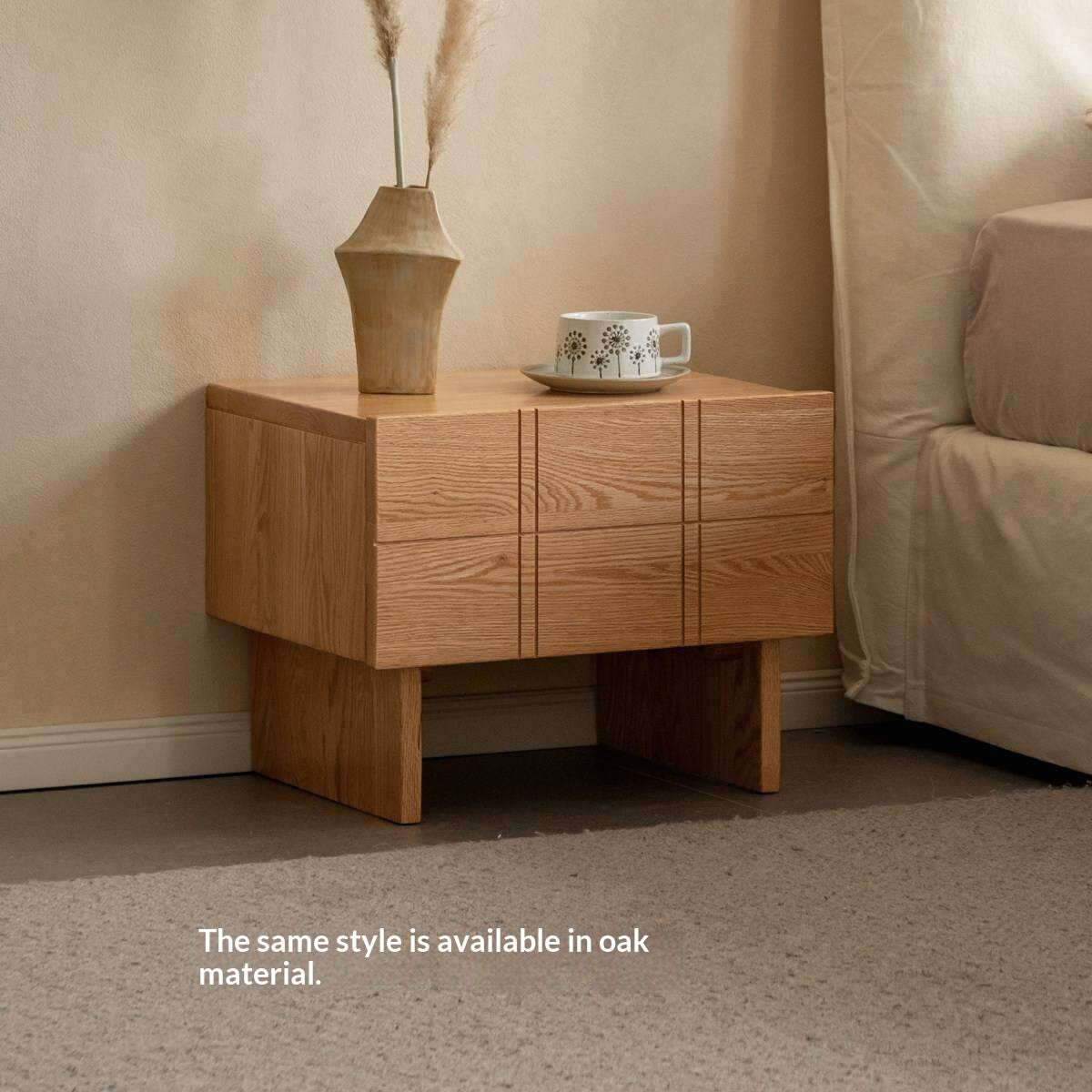 Black Walnut, Oak Wood Wabi-Sabi Style Nightstand