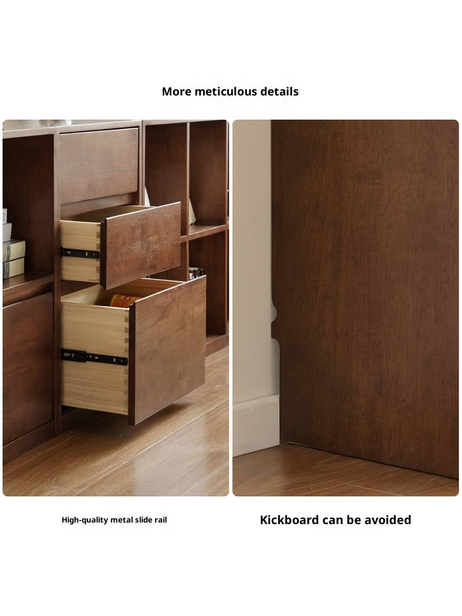 Solid Rubberwood Wall-Mounted Combination Bookcase