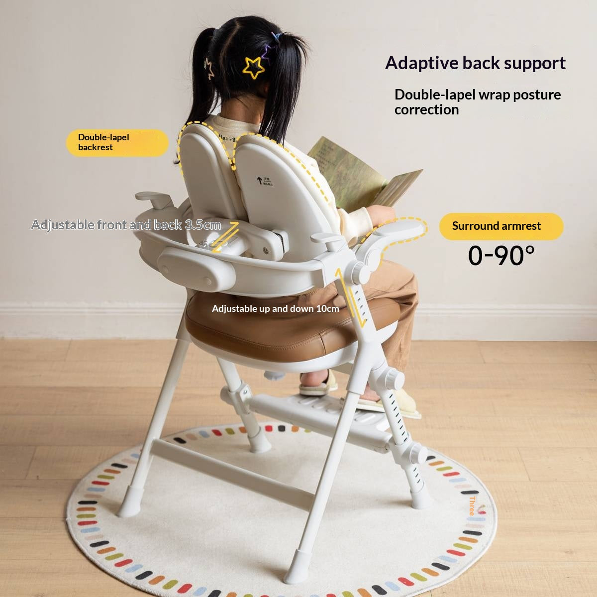 Ergonomic Kids Study Chair with Double Back Support and Adjustable Footrest