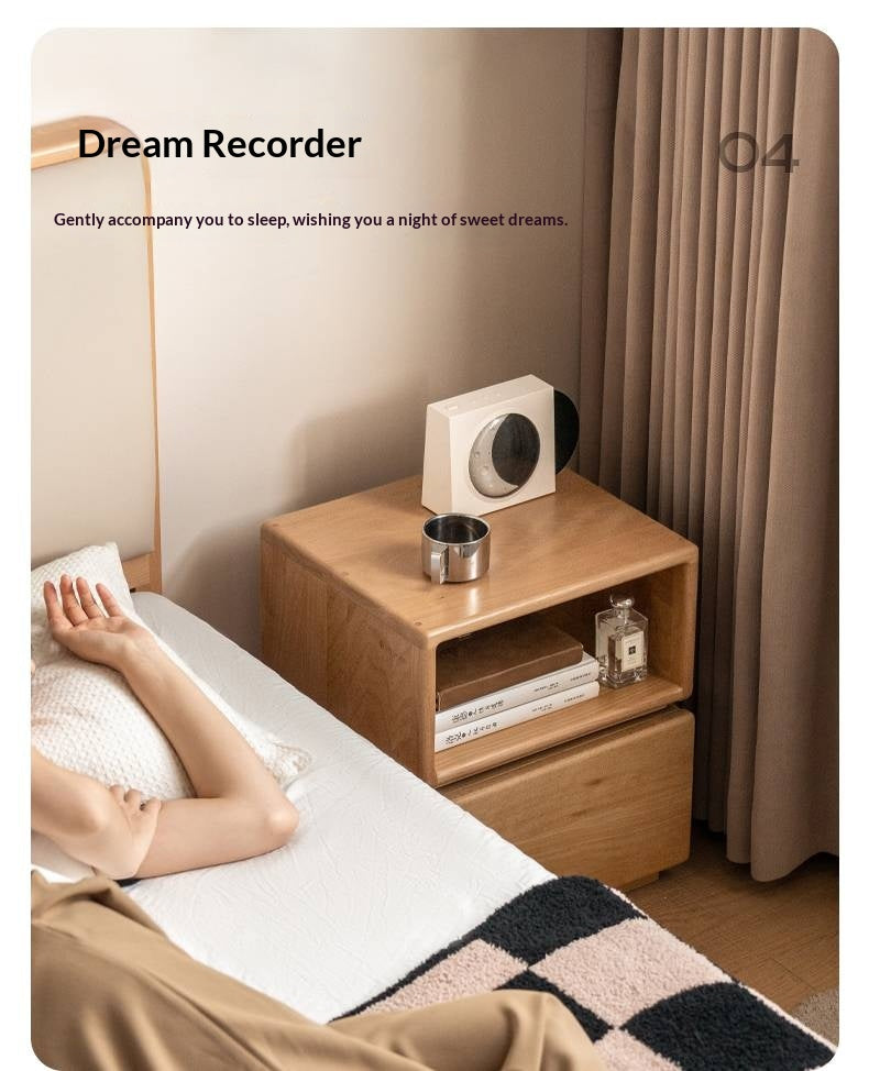 Beech Solid Wood Floor Rotating Side Table