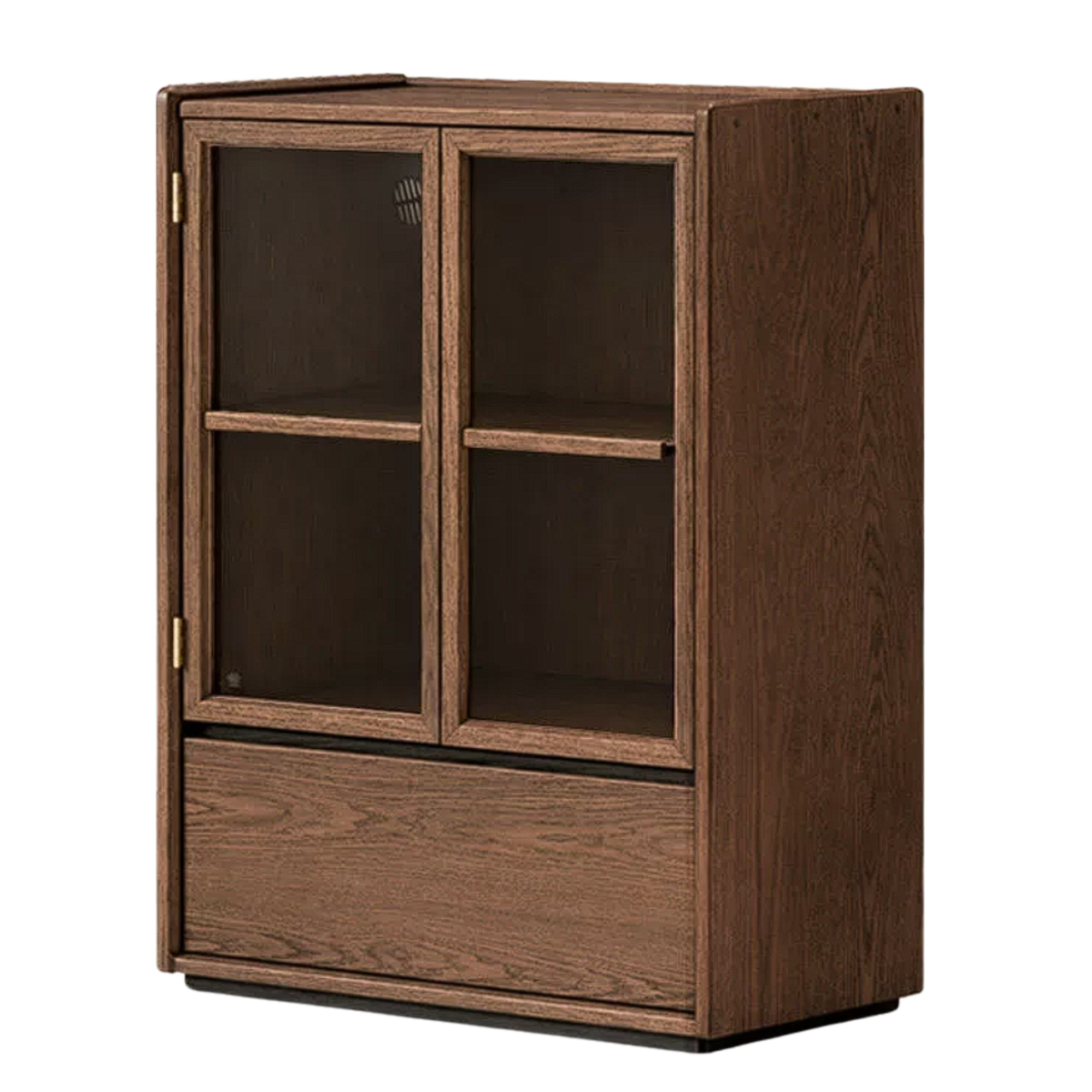 Sandalwood, Black Walnut, Oak Solid Wood Illuminated Curio Cabinet with Glass Door and LED Display Light