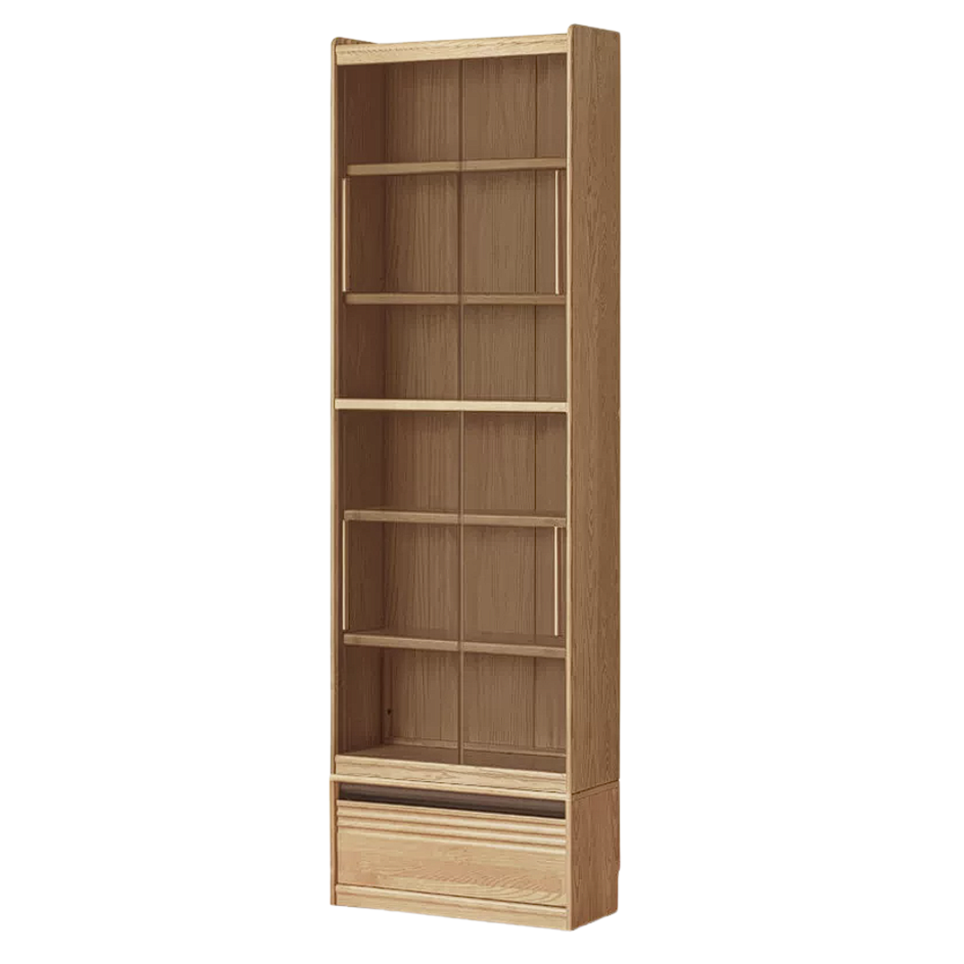Oak Solid Wood Display Bookcase with Wall-Mounted Option and Storage Cabinet