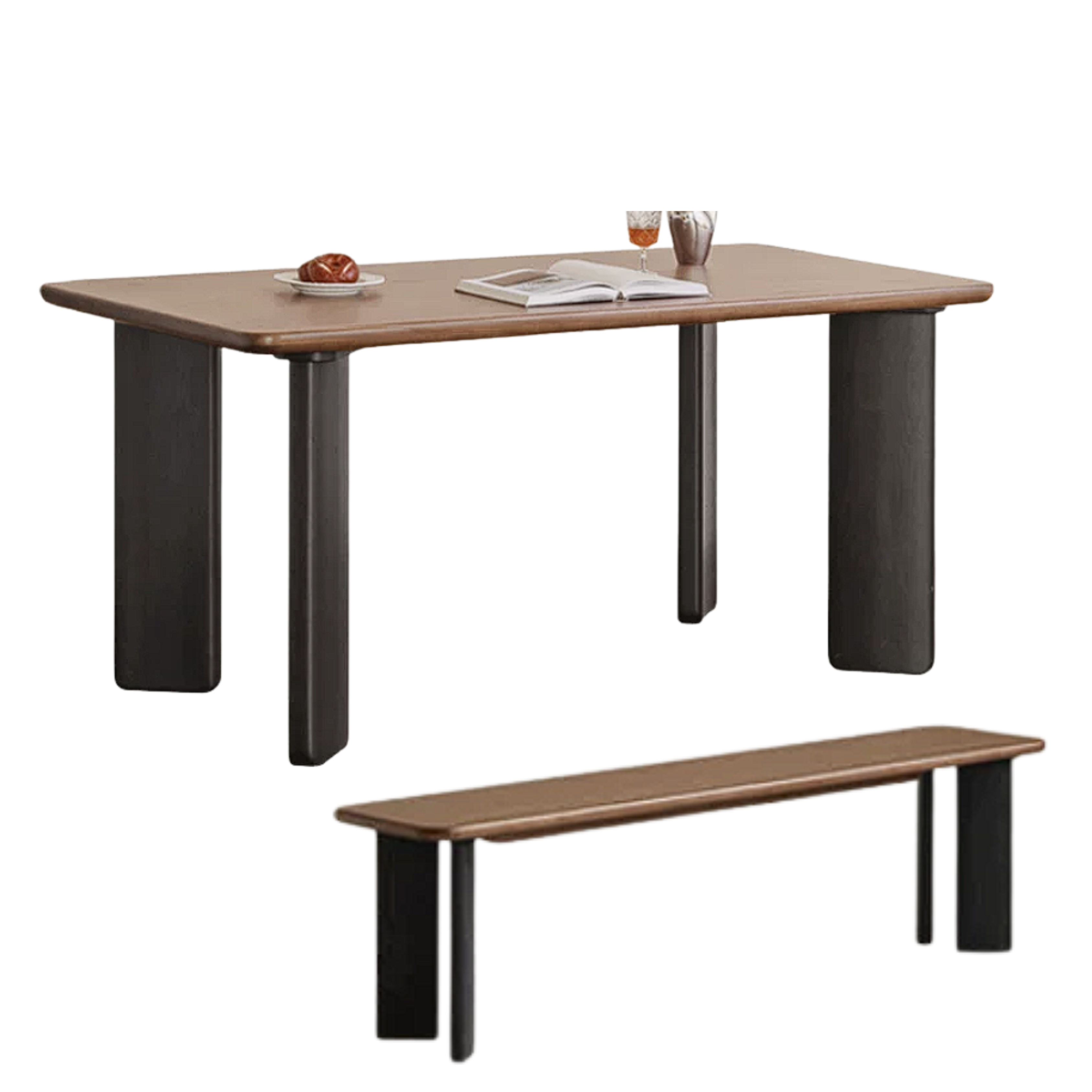 Black Walnut, Ash, Golden Pearwood Solid Wood Light Luxury Rectangular Dining Table