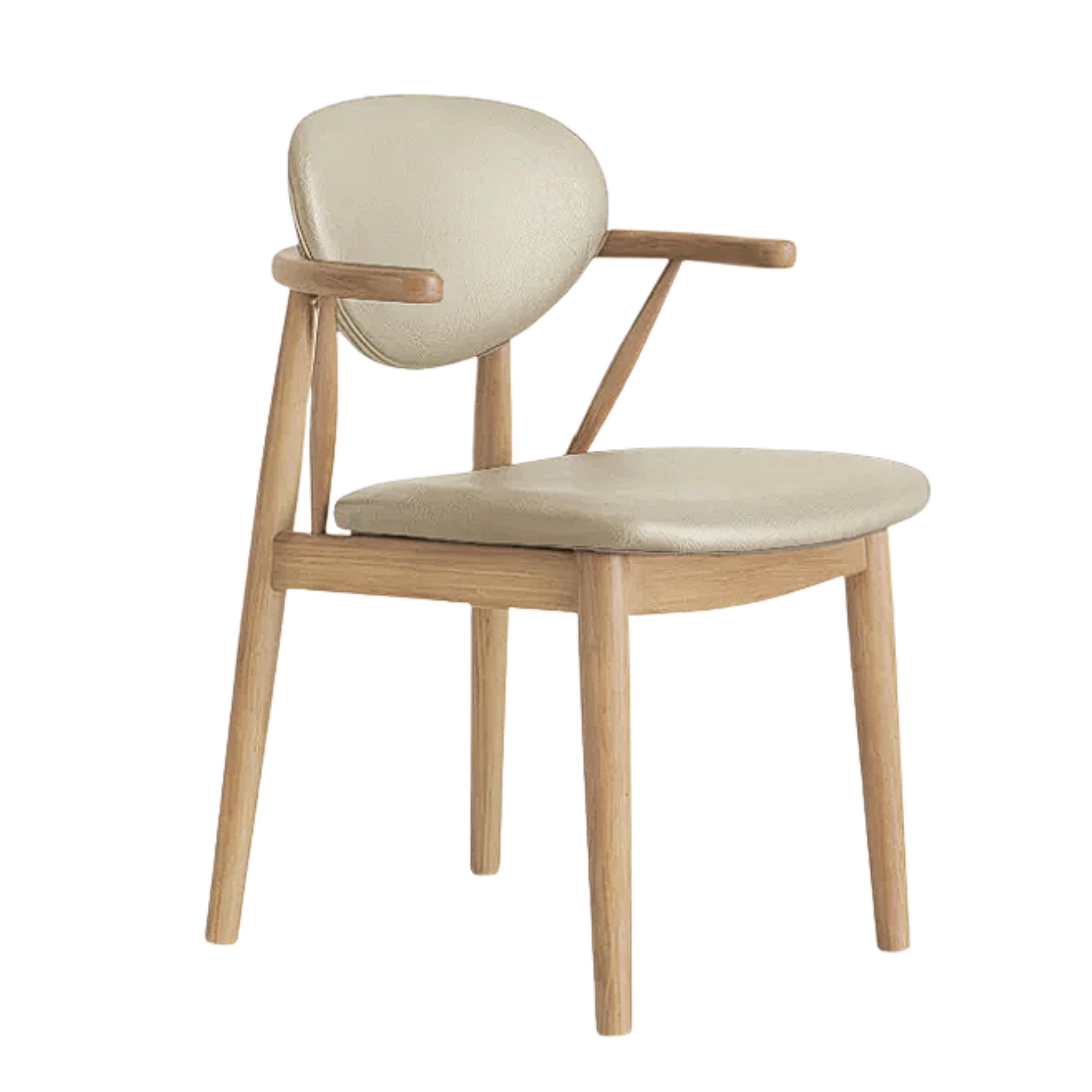 4 pcs Black Walnut, Oak, Sandalwood, Ash Curved Dining Chair with Open Armrest