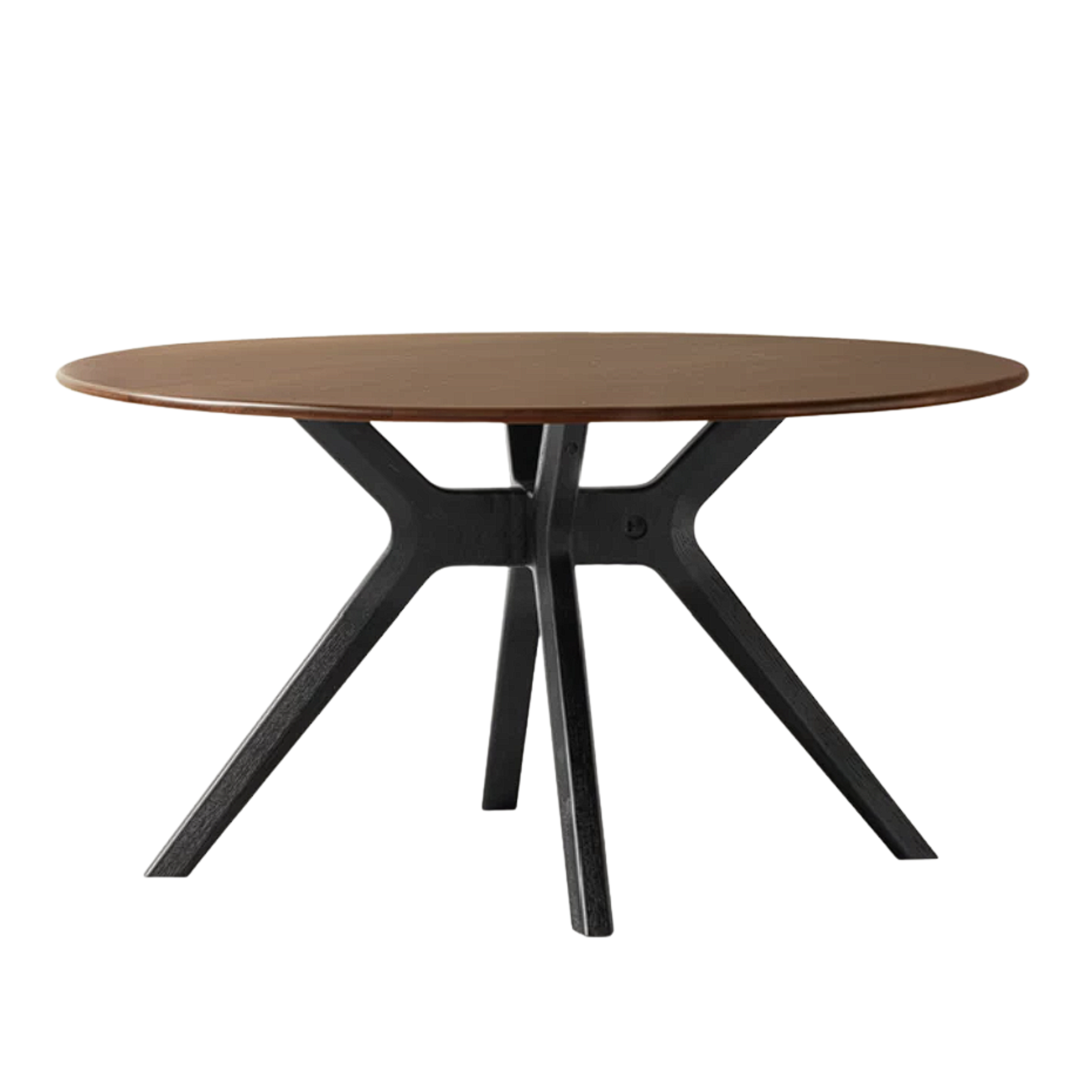 Black Walnut Solid Wood Rock Board Round Table With Turntable