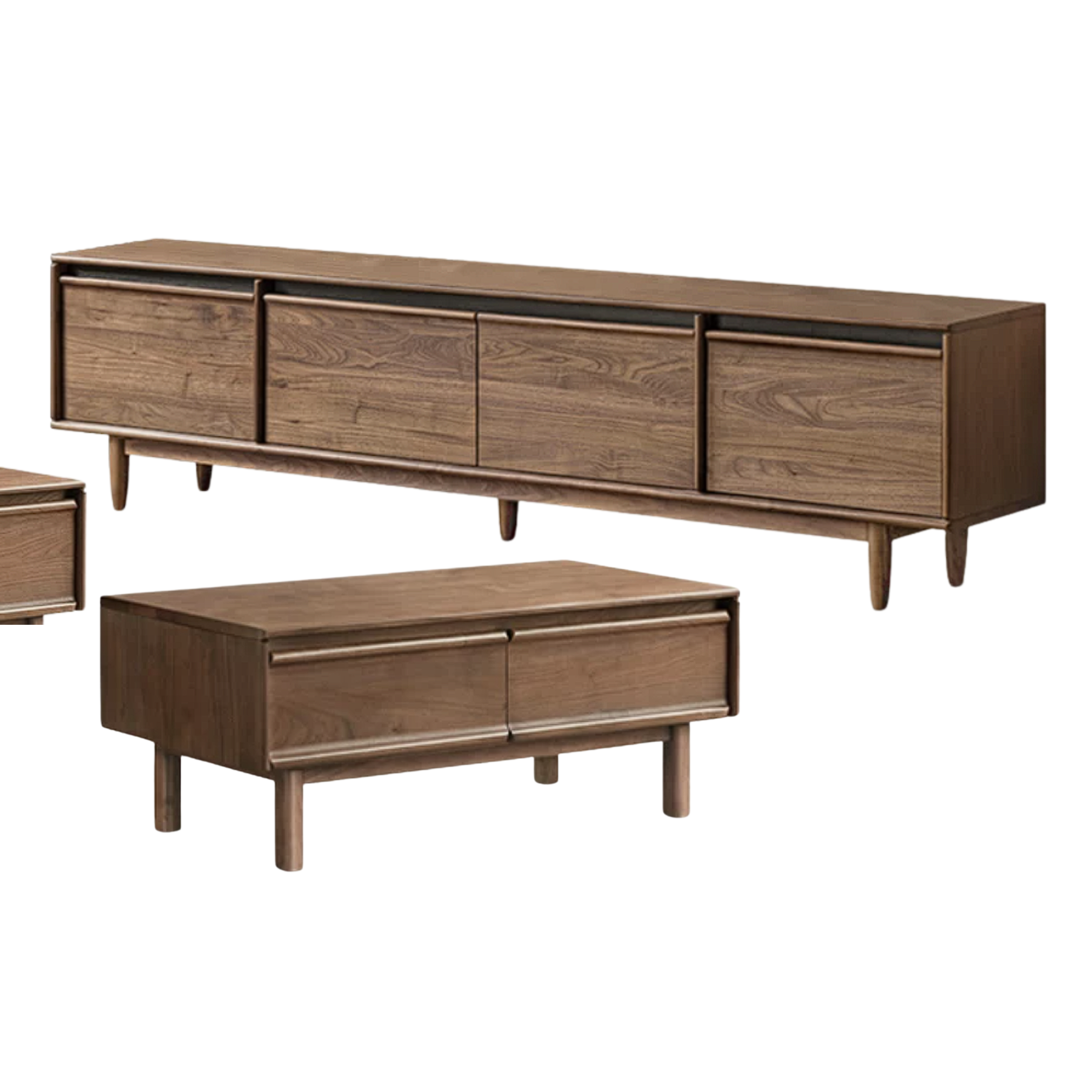 Black Walnut, Sandalwood, Ash Solid Wood Skeleton Line TV Cabinet