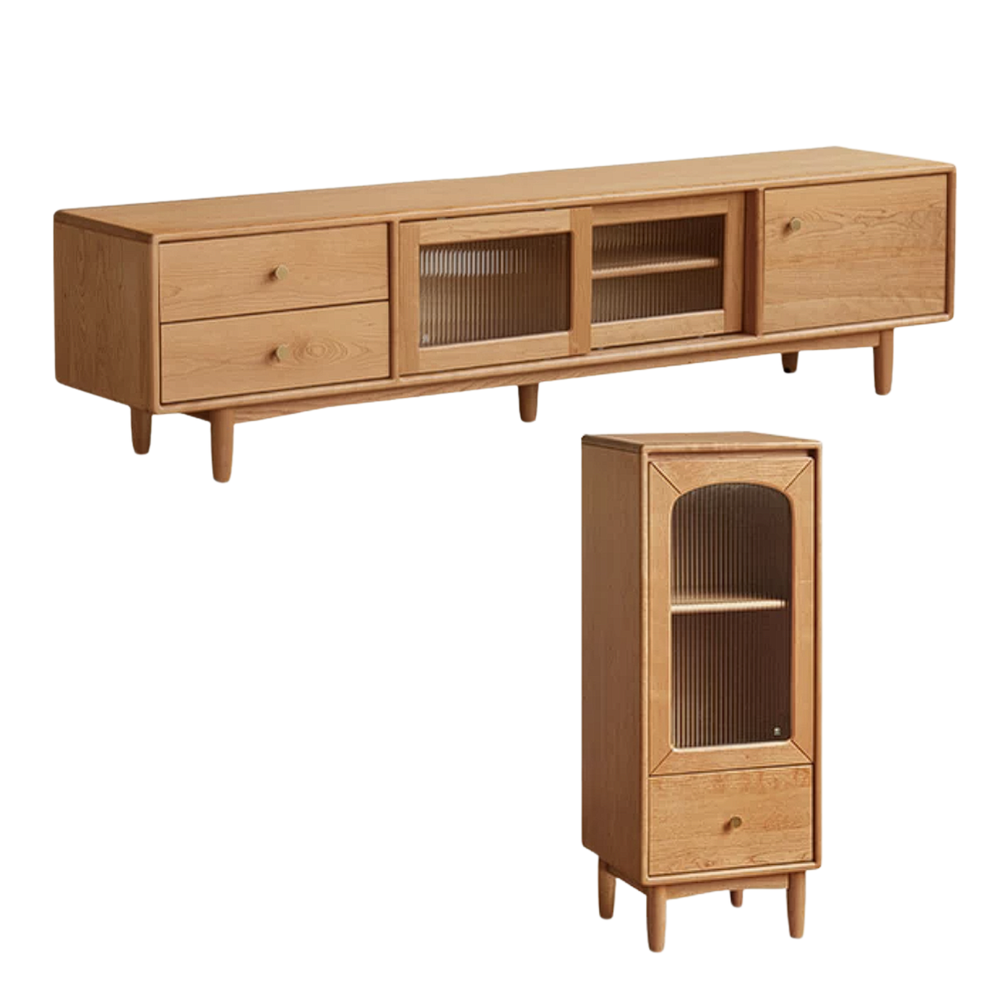 Cherry, Ash Solid Wood Modern TV Cabinet