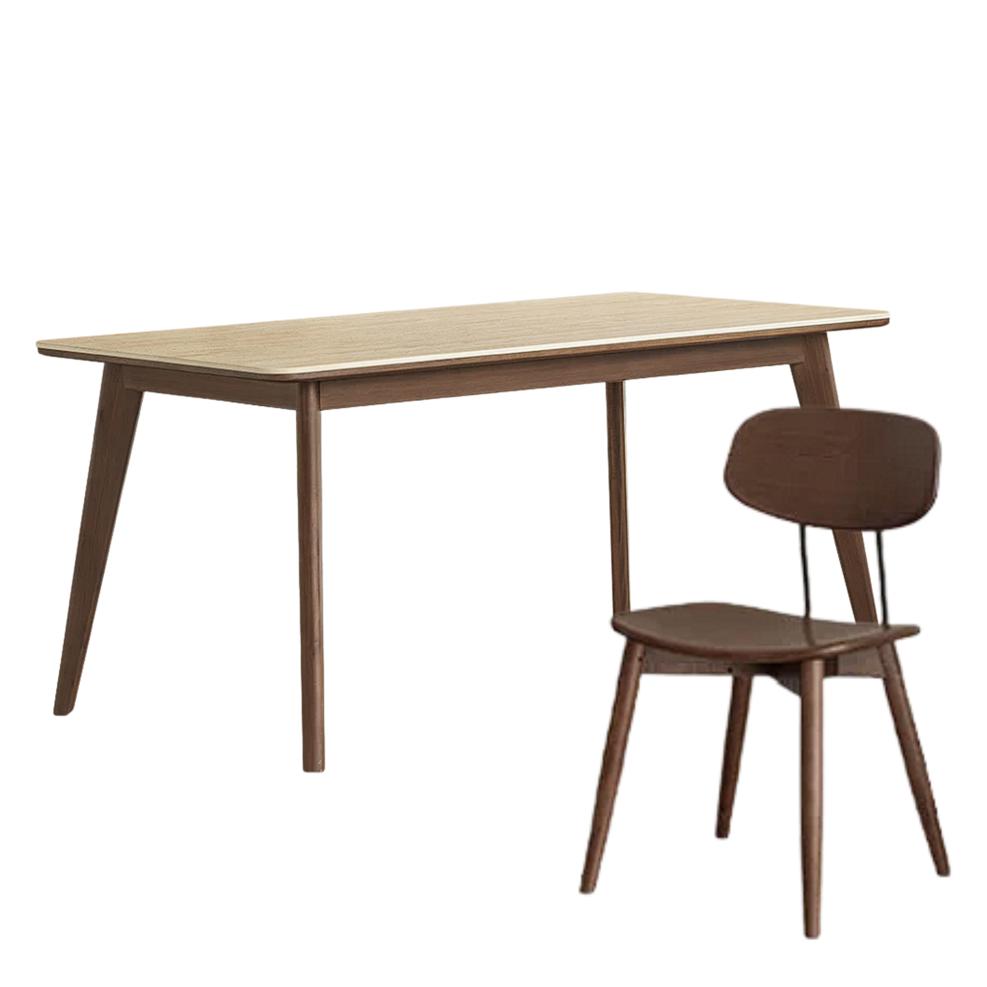 Black Walnut, Rubberwood Solid Wood Vintage Rock Plate Dining Table