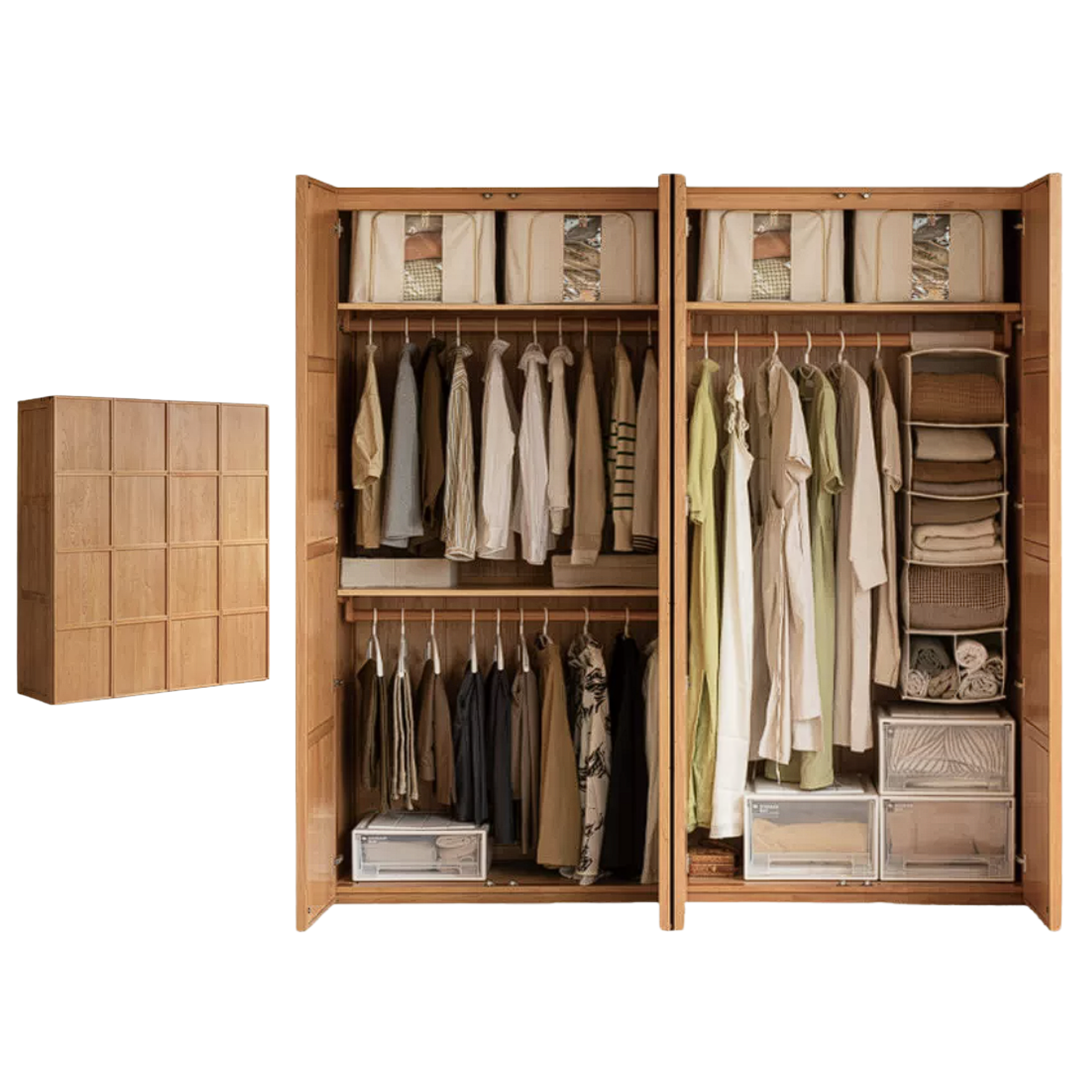 Cherry Wood Wardrobe Retro Style Skeleton Line