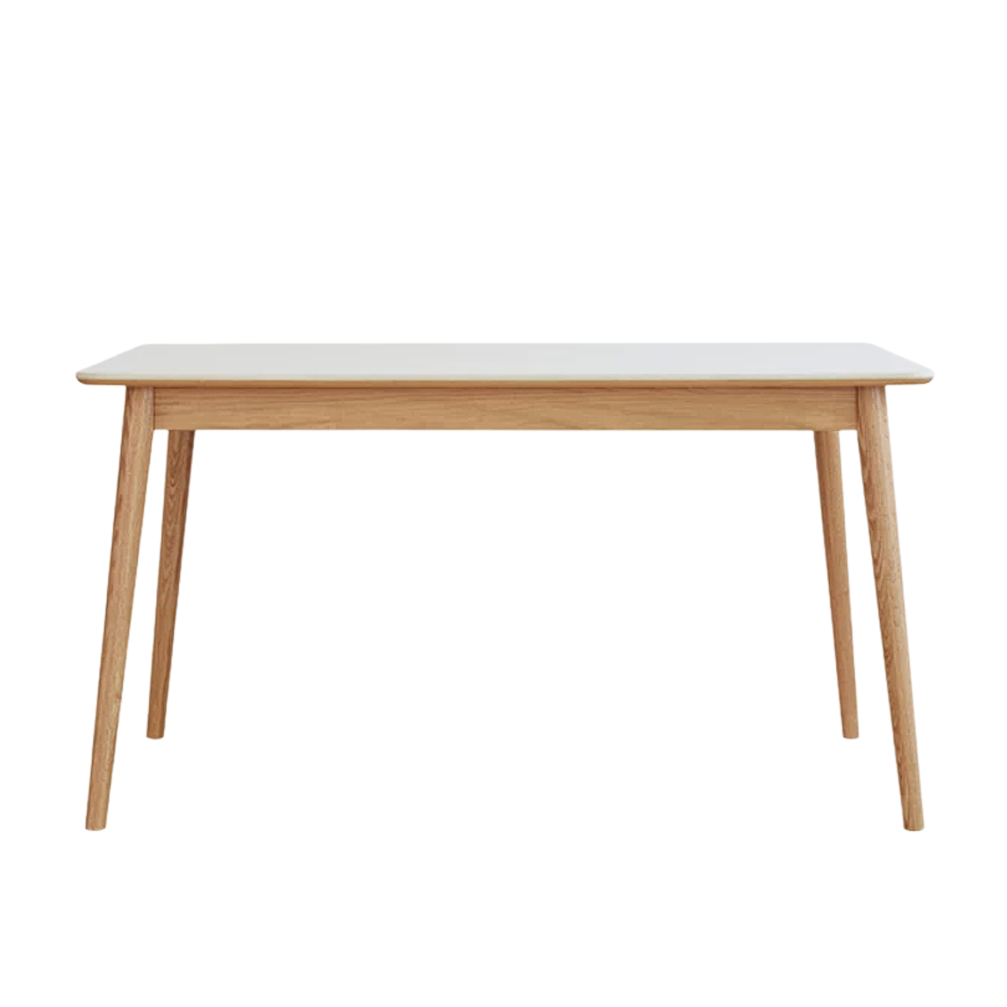 Oak, Rubberwood Solid Wood Dining Table With Rock Slab Surface