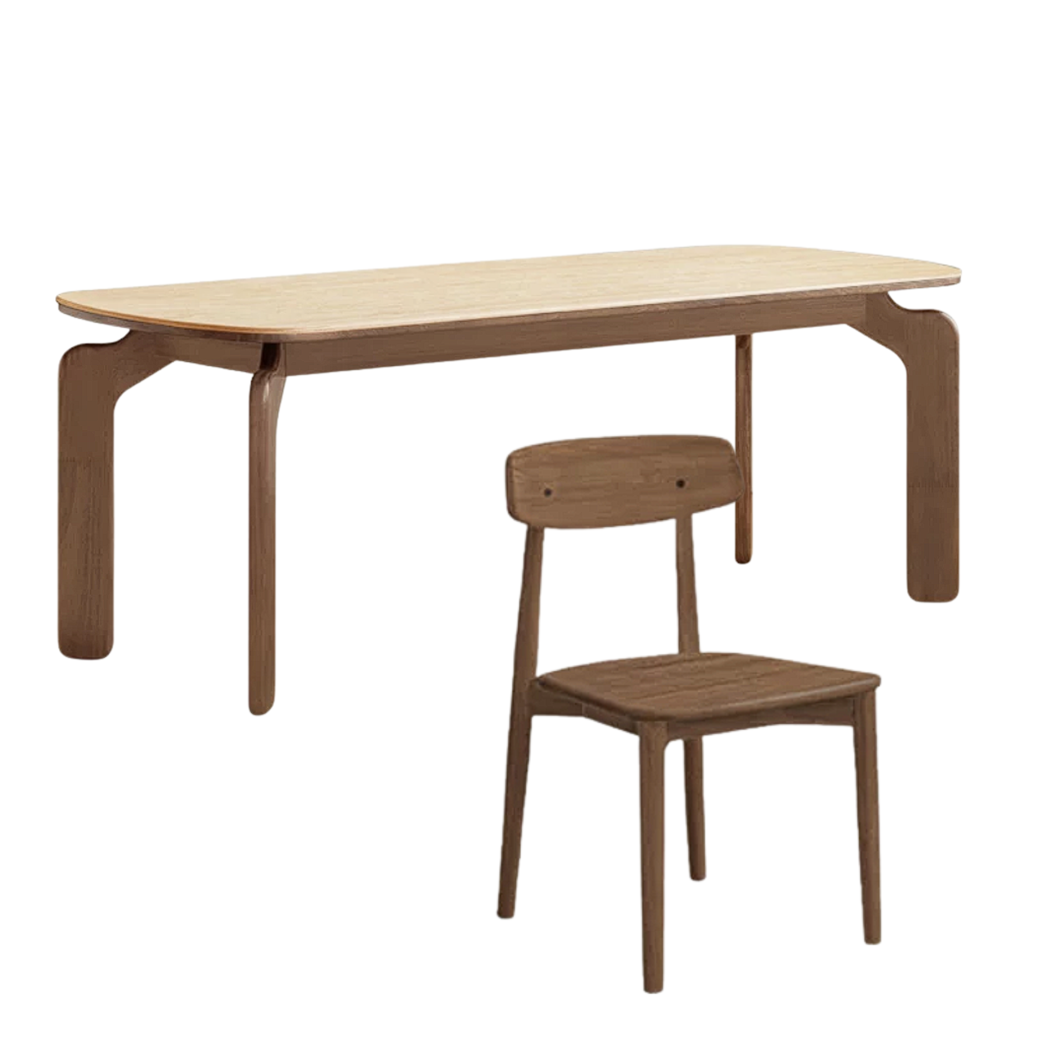Sandalwood, Rubberwood Solid Wood Rock Board Retro Antique Style Dining Table