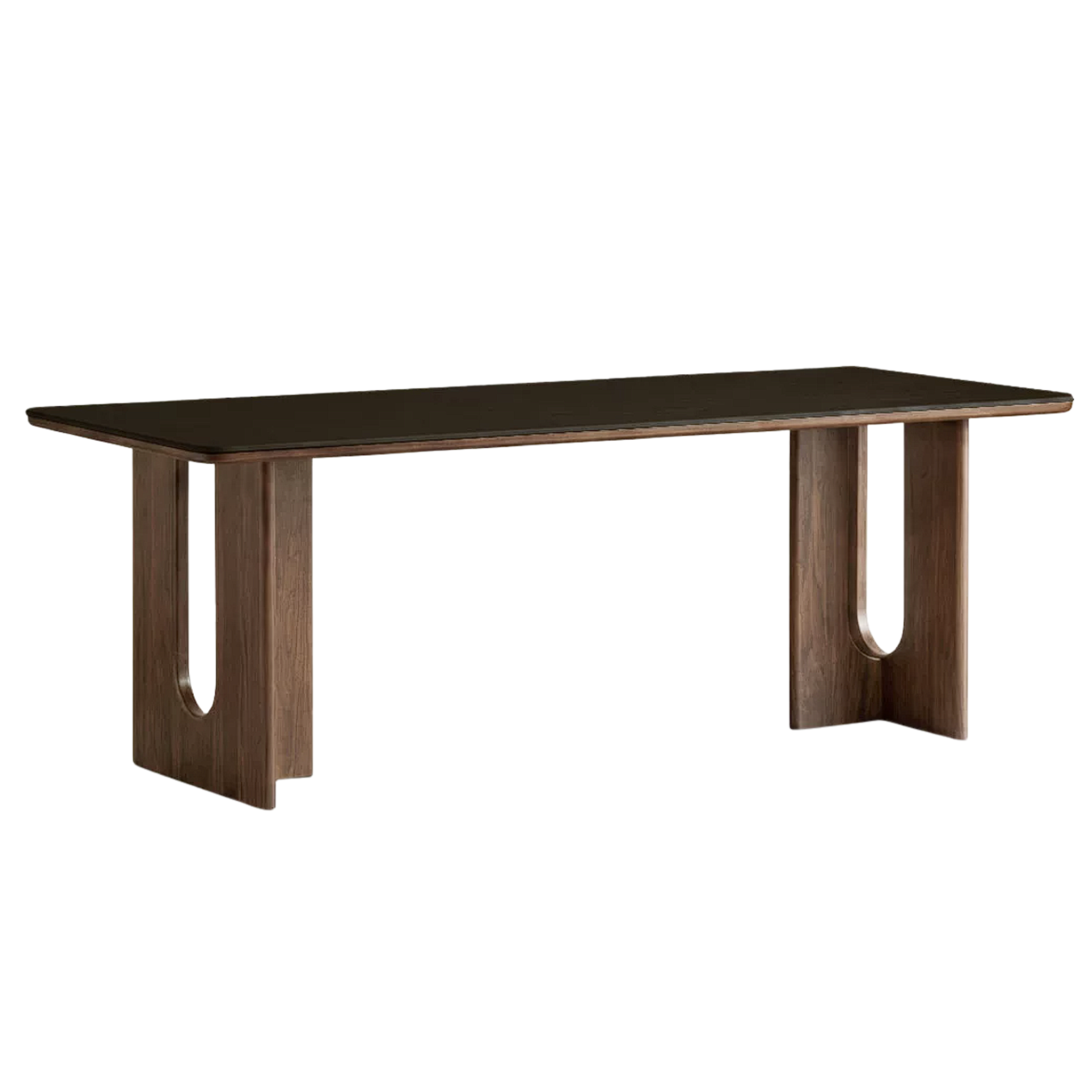 Black Walnut Solid Wood Light Luxury Style Rock Plate Dining Table