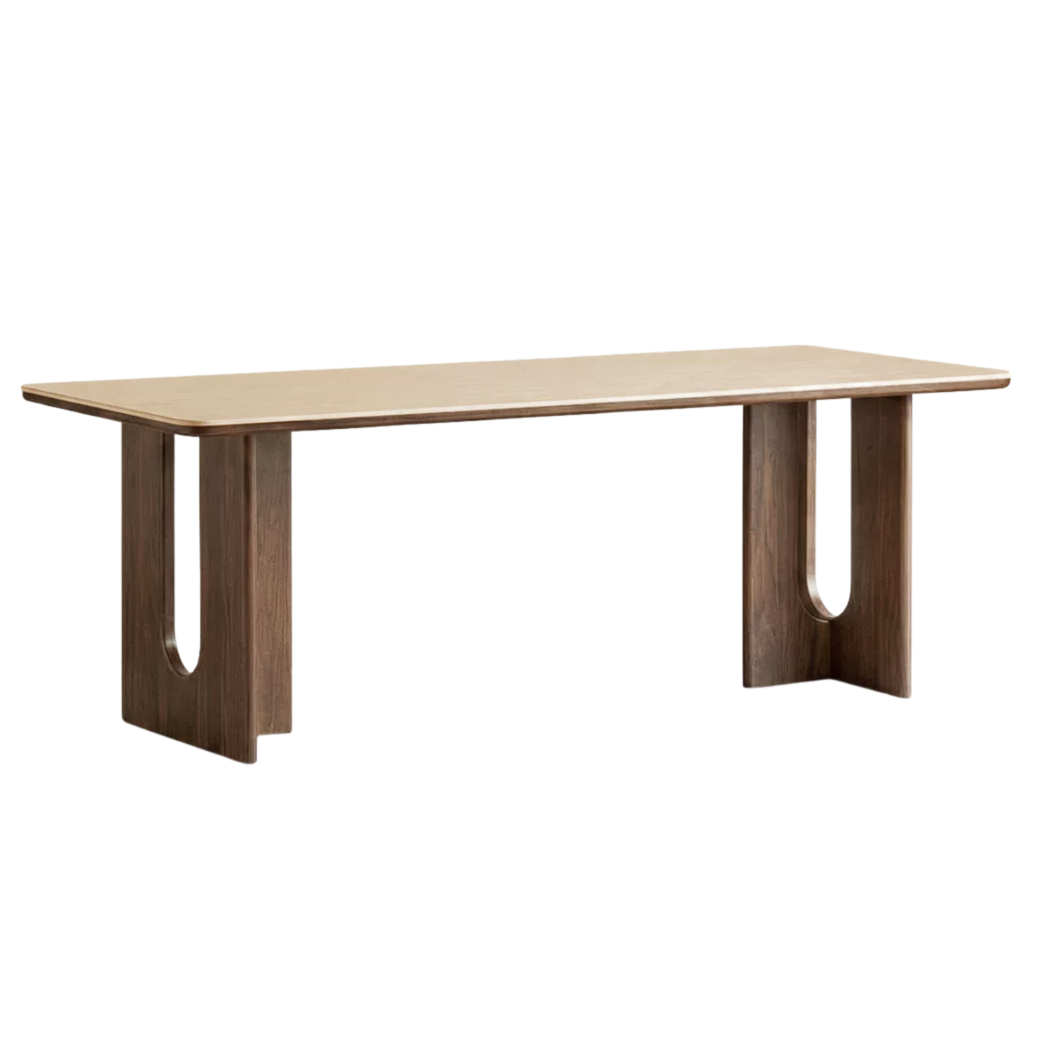 Black Walnut Solid Wood Light Luxury Style Rock Plate Dining Table
