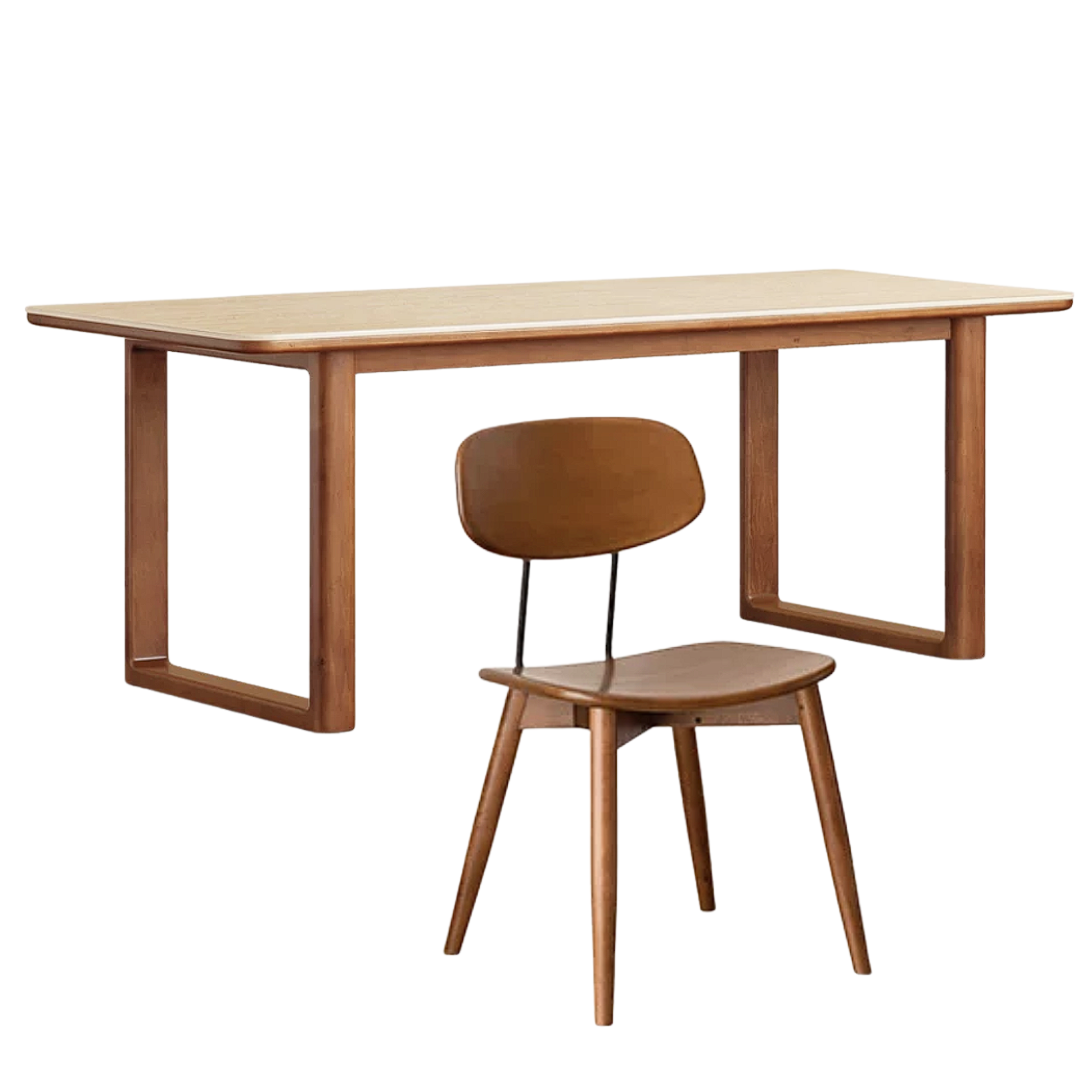 Tulipwood Solid Wood Mid-Century Dining Table with Rounded Square Legs