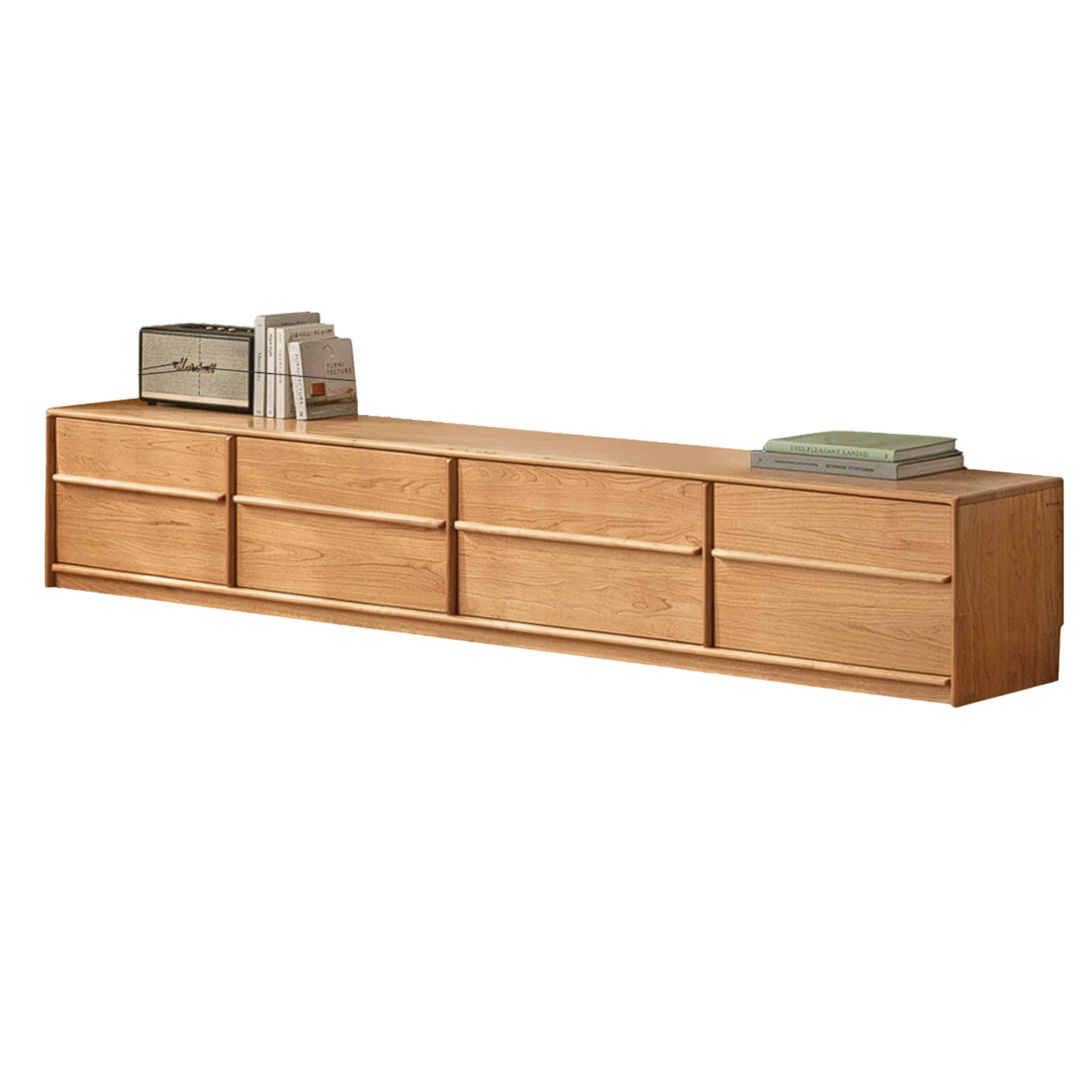Сherry Solid Wood TV Console with Grid Panel Doors