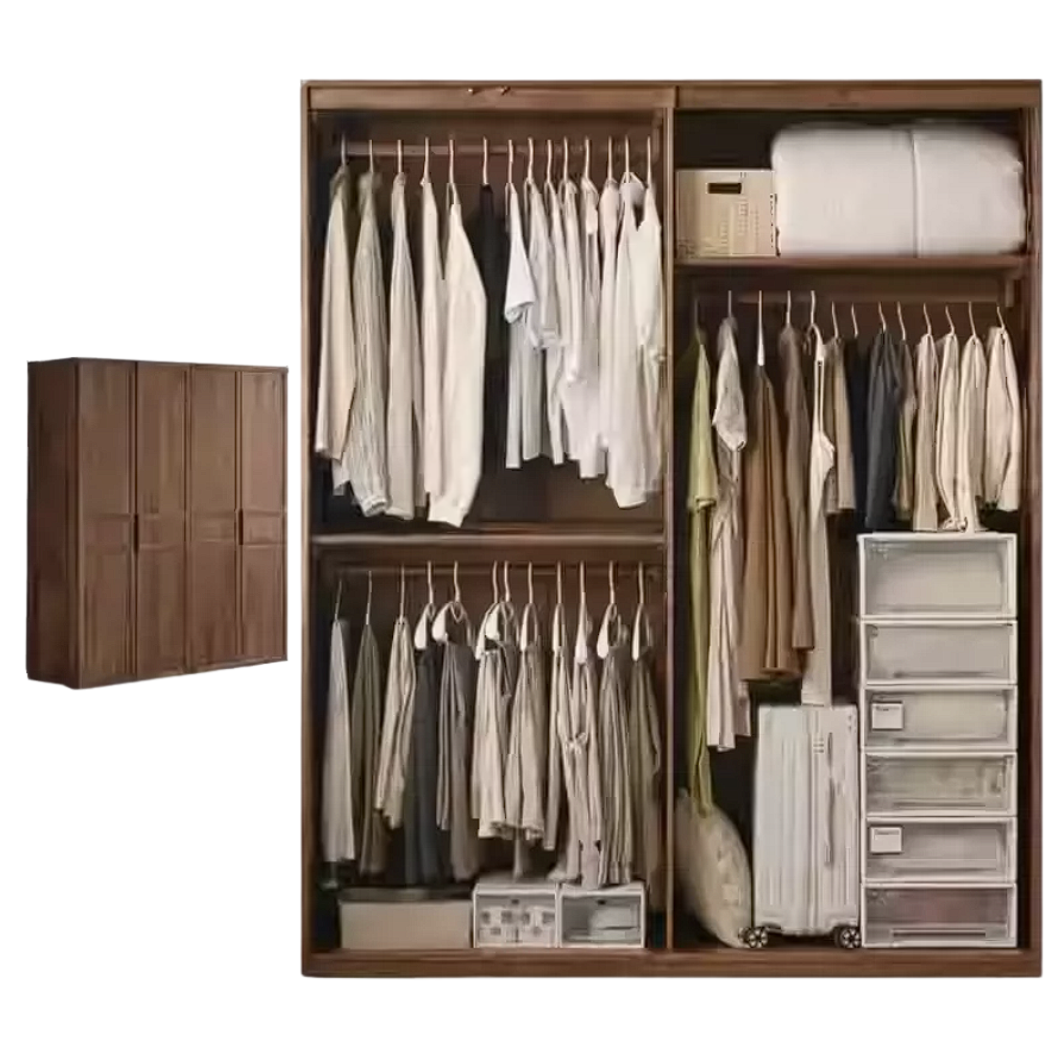 Black Walnut Solid Wood Wardrobe Modern Simple