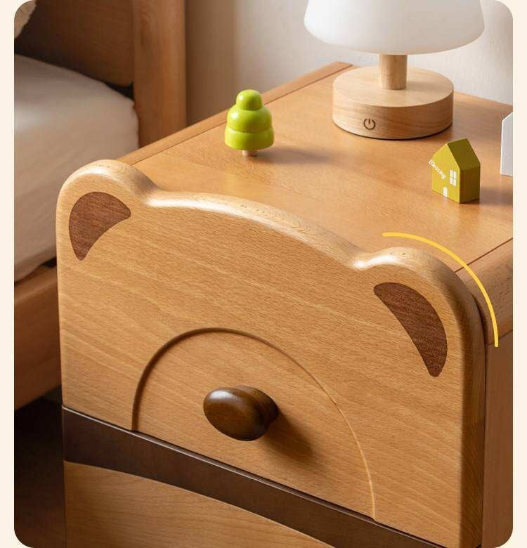 Beech Solid Wood Children s Cartoon Bear Nightstand