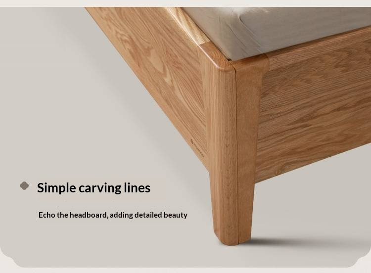 Oak Solid Wood High Box Bed in Modern Minimalist Design