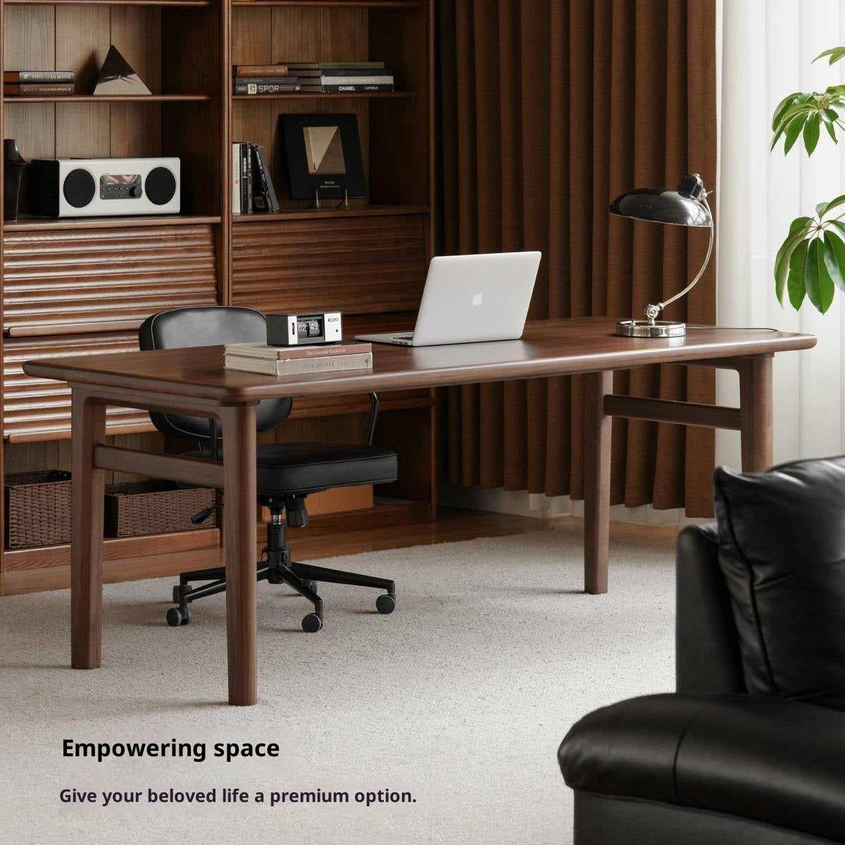 Black Walnut Solid Wood Modern Office Desk