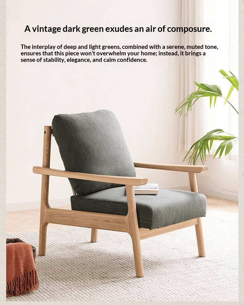 Ash Solid Wood Fabric Leisure Sofa Chair