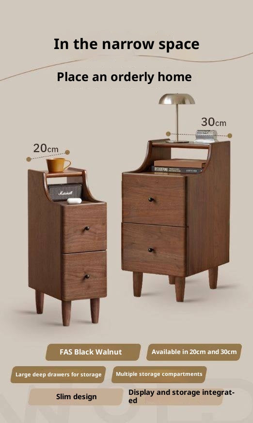 Black Walnut Solid Wood Retro Style Nightstand