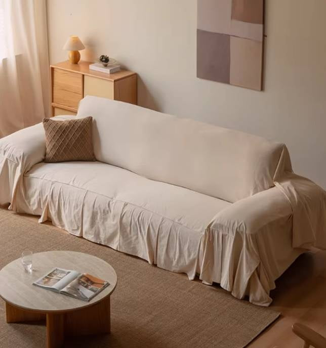 100% Cotton Sofa Cover, All-Season Washable Slipcover, Breathable Dustproof Sofa Protector